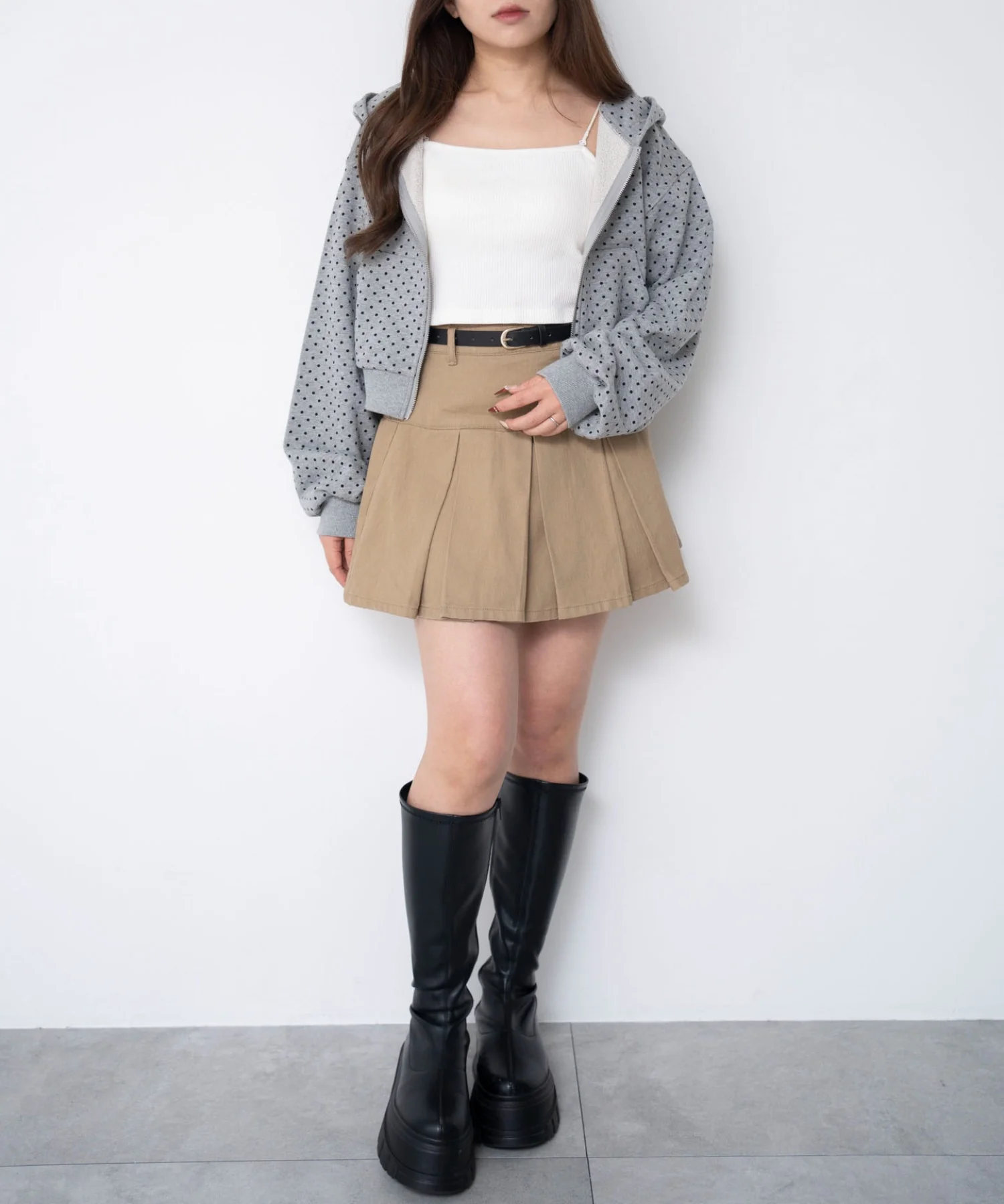 ベルト付きツイルプリーツスカパン - Image 17