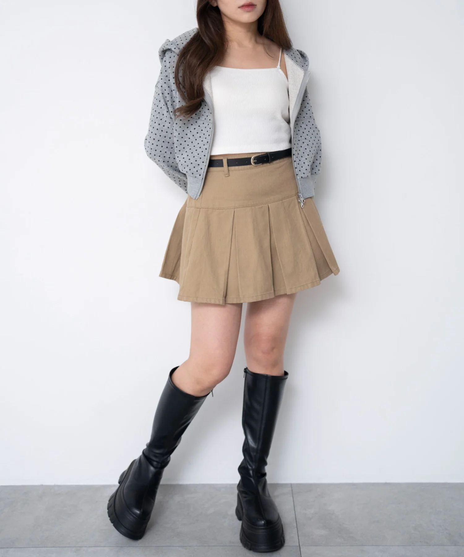ベルト付きツイルプリーツスカパン - Image 18