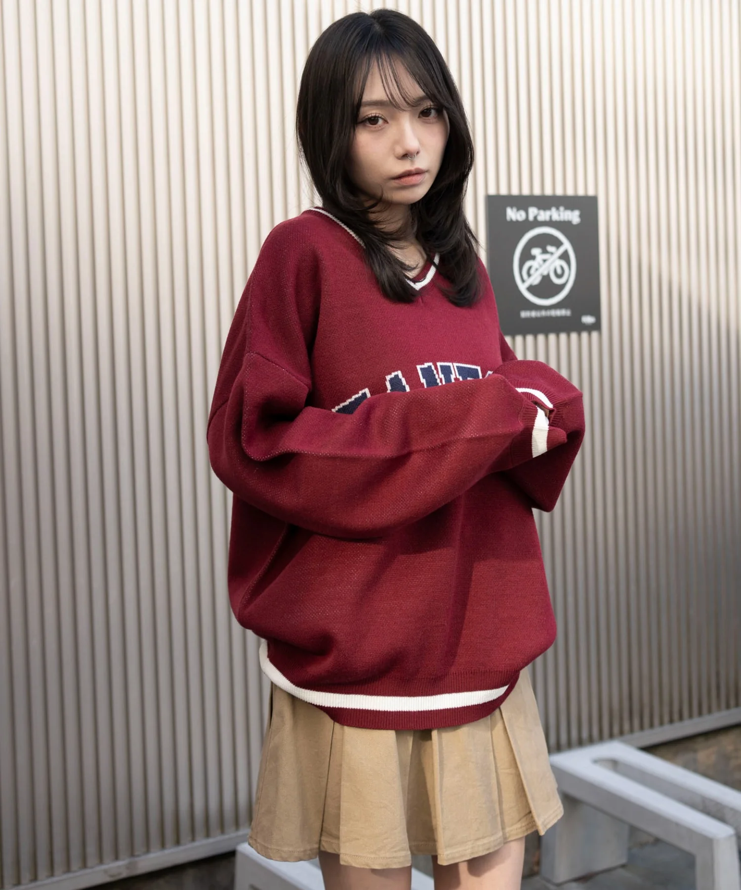 VネックグラフィックニットBIGプルオーバー - Image 11