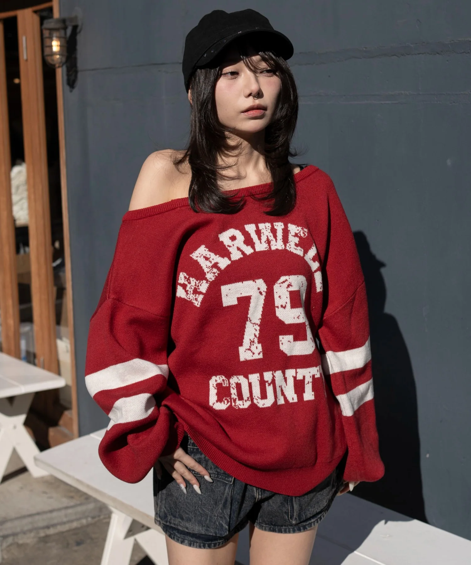 2WAYグラフィックワンショルニット - Image 2