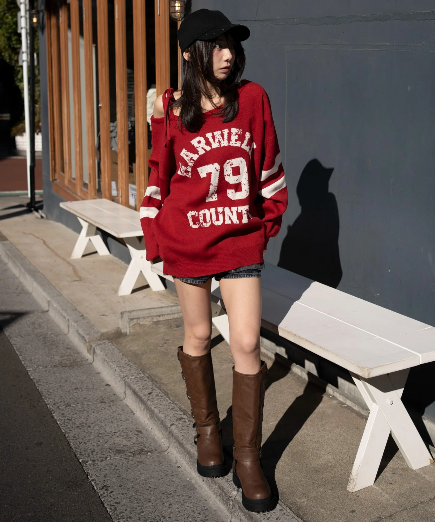 2WAYグラフィックワンショルニット - Image 3