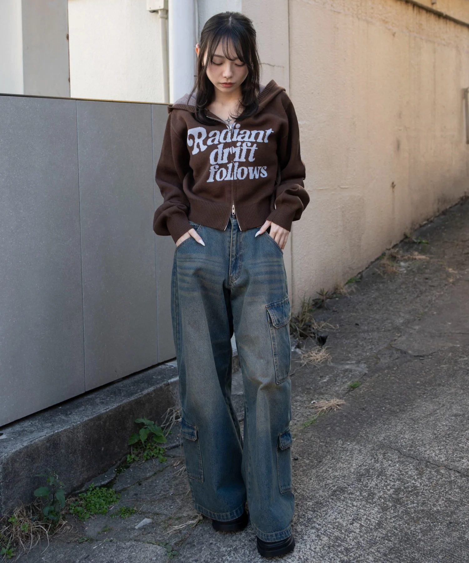 グラフィックジャガードニットZIPパーカー - Image 5