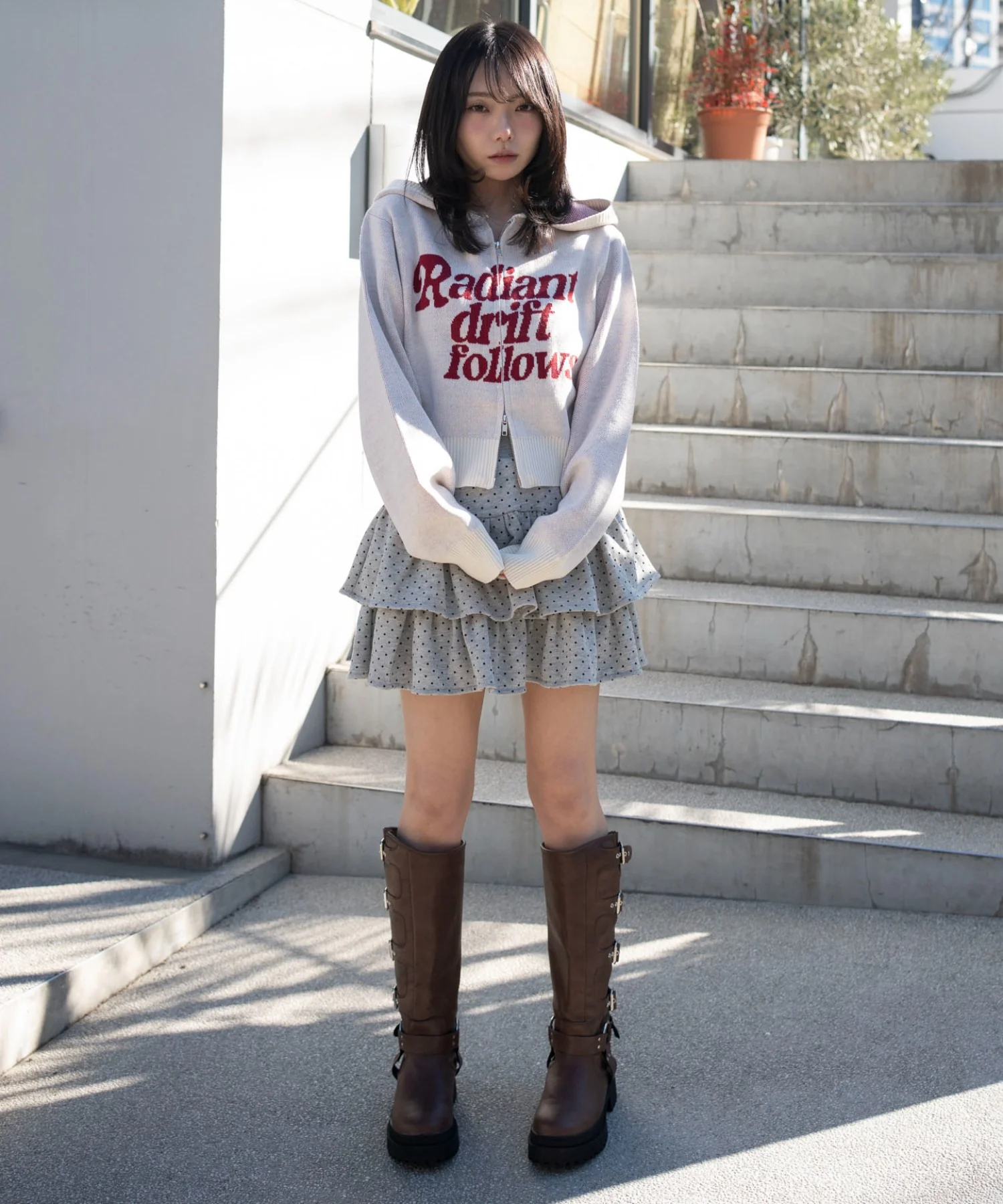 グラフィックジャガードニットZIPパーカー - Image 6