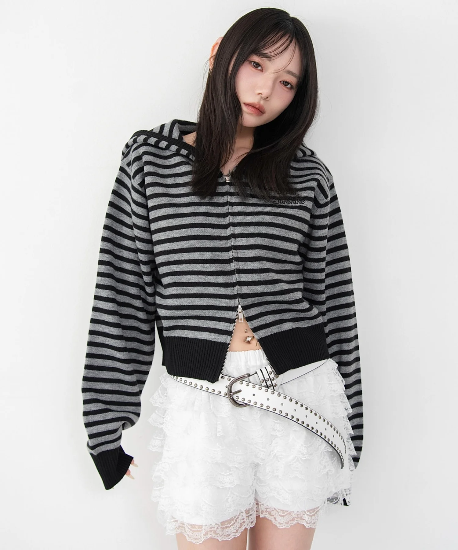 総柄ジャガードニットZIPパーカー - Image 2