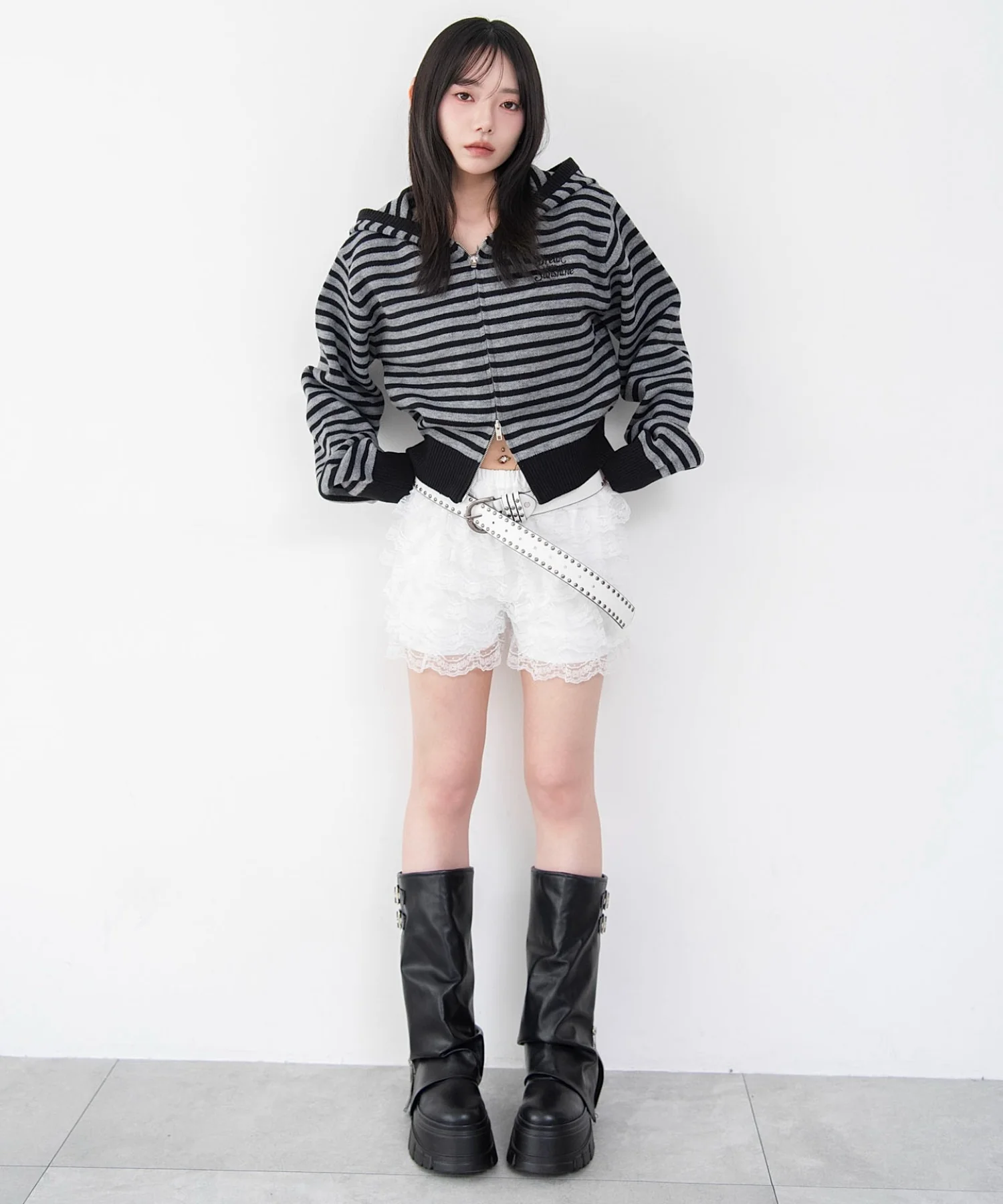 総柄ジャガードニットZIPパーカー - Image 3