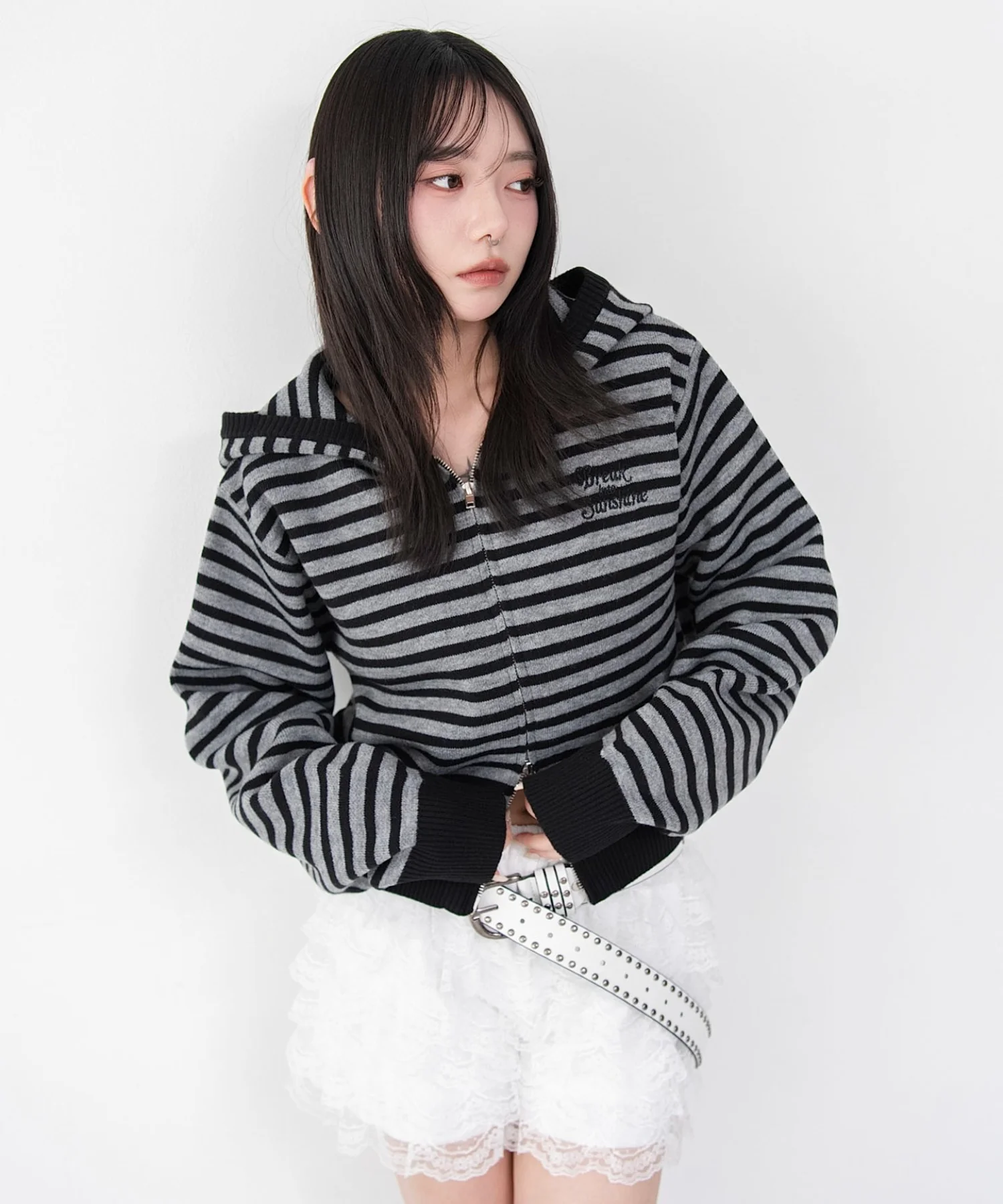 総柄ジャガードニットZIPパーカー - Image 9