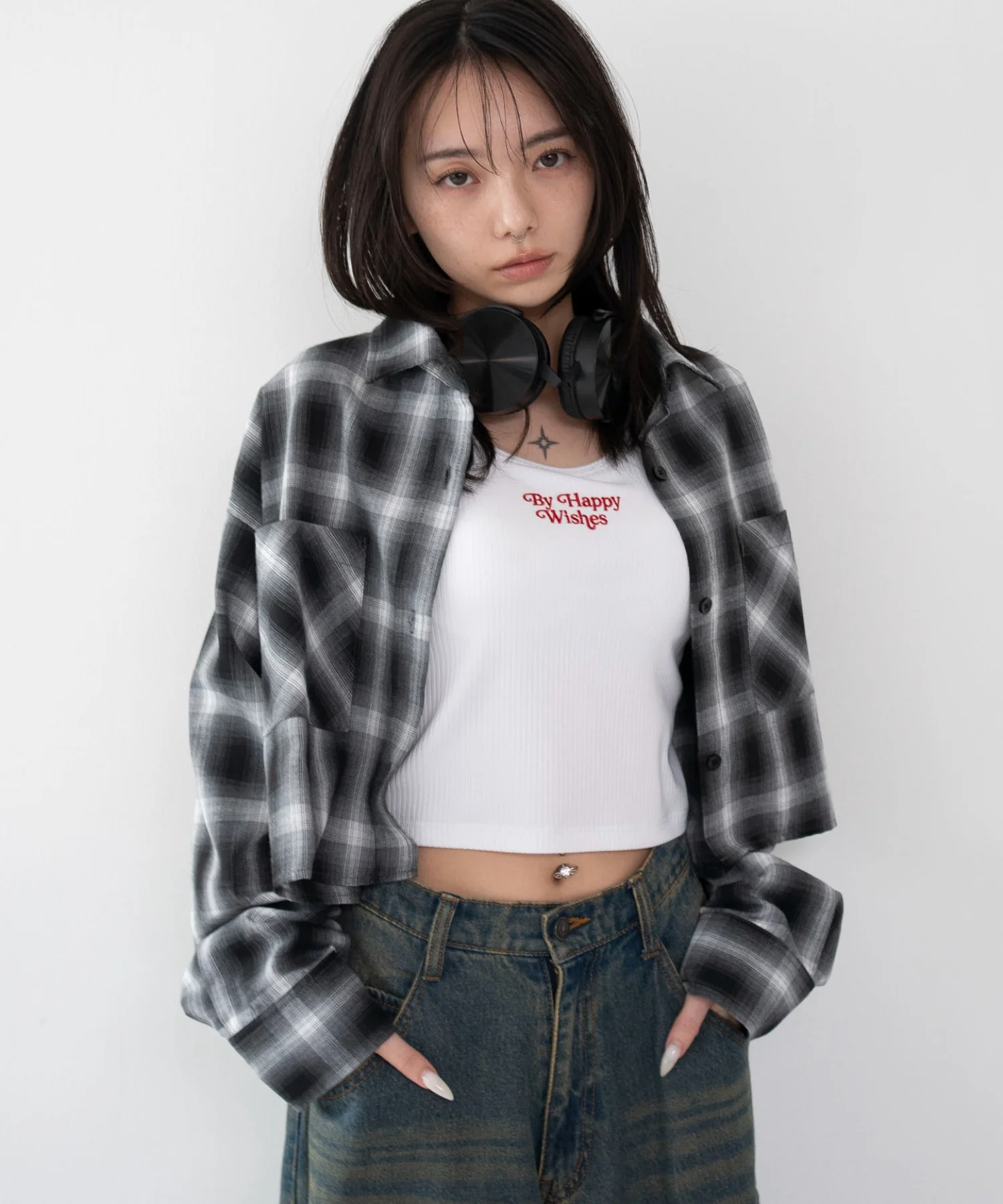 ショートチェックシャツ
