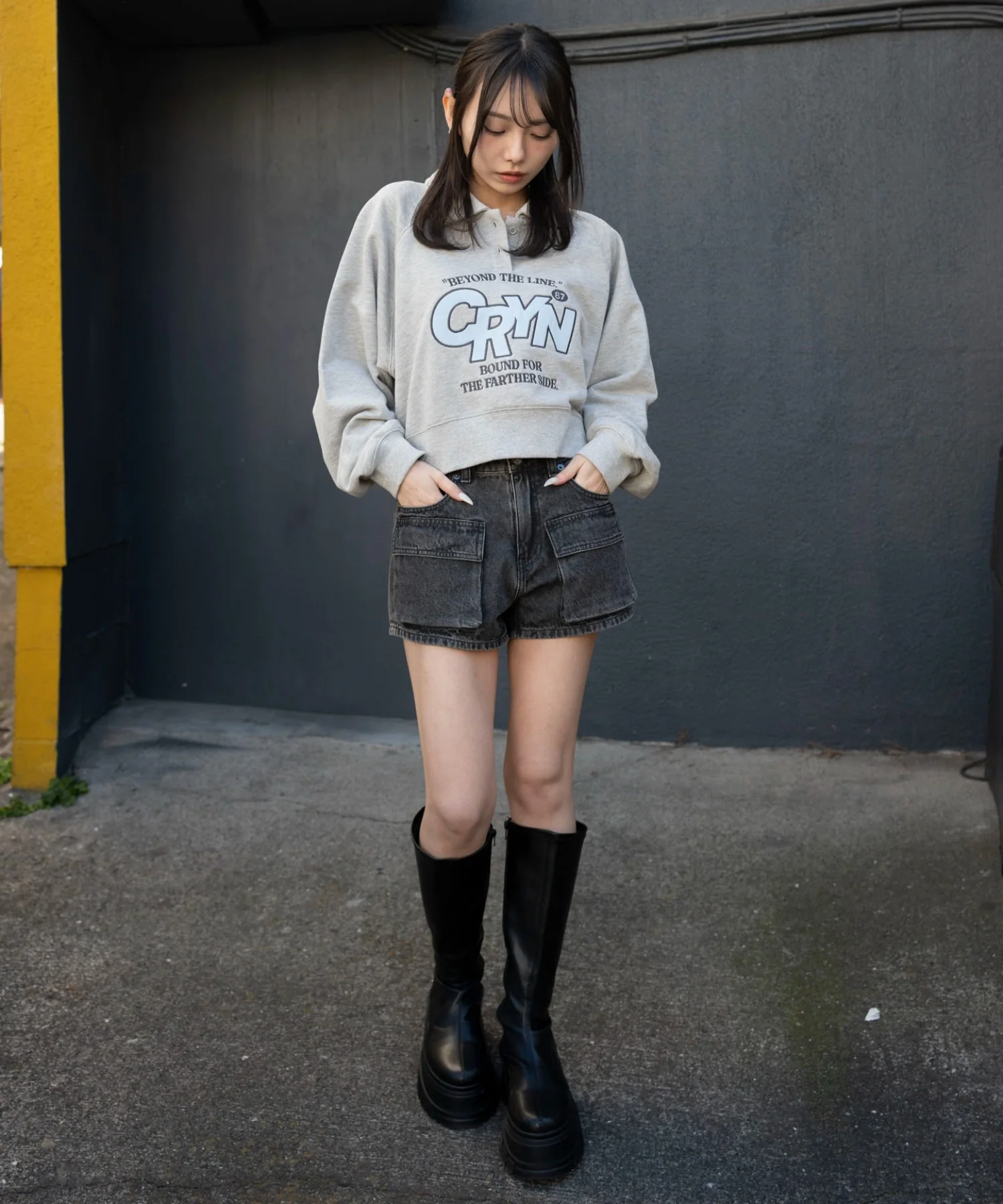襟付きグラフィックショートスウェット - Image 15