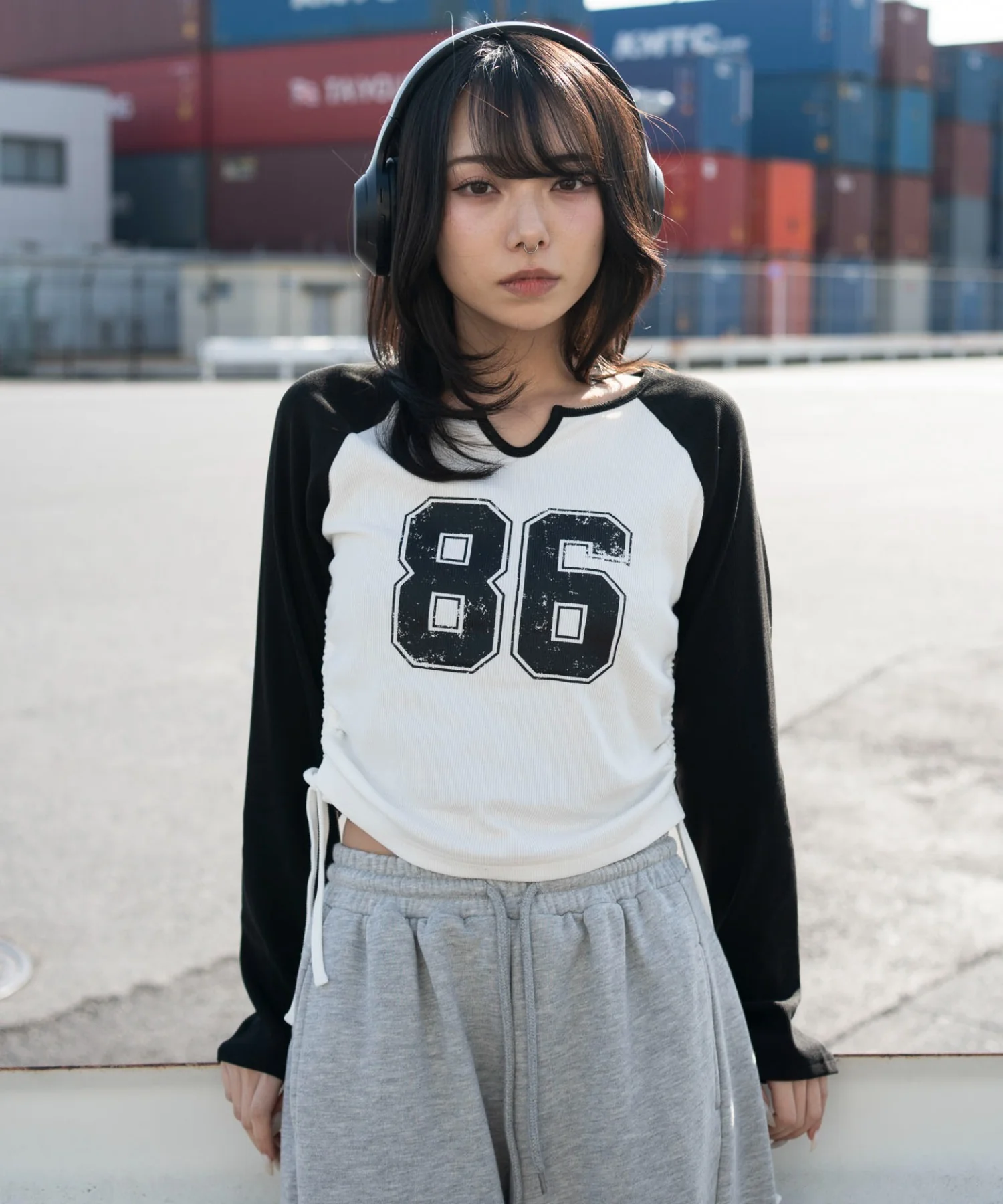 サイドドロストキーネックロンT - Image 10