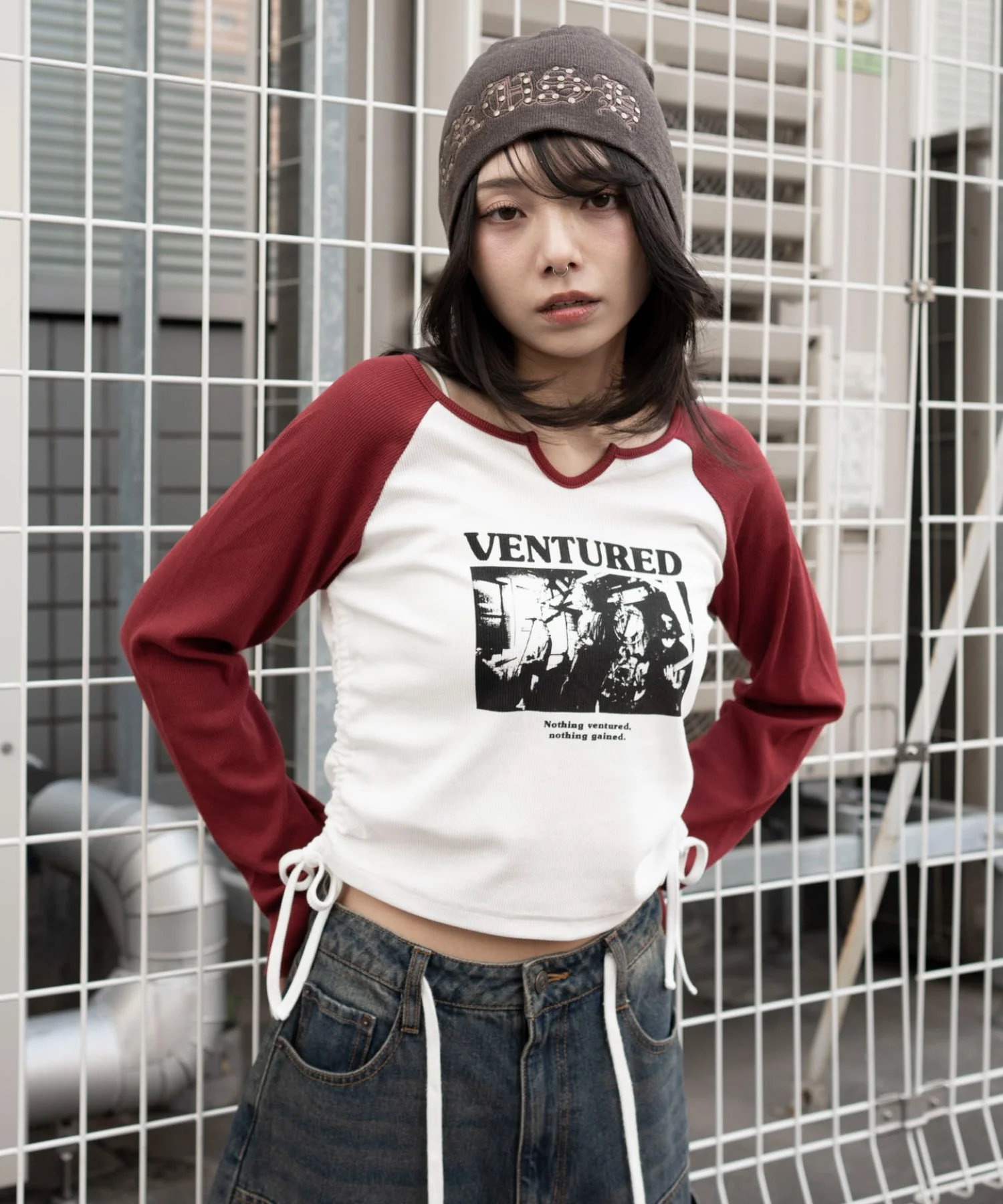 サイドドロストキーネックロンT - Image 18