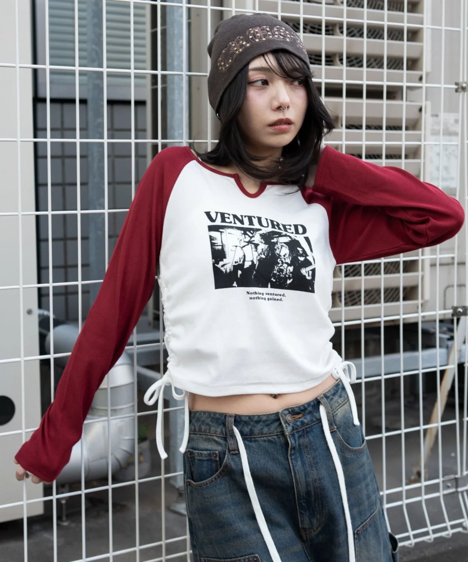 サイドドロストキーネックロンT - Image 19