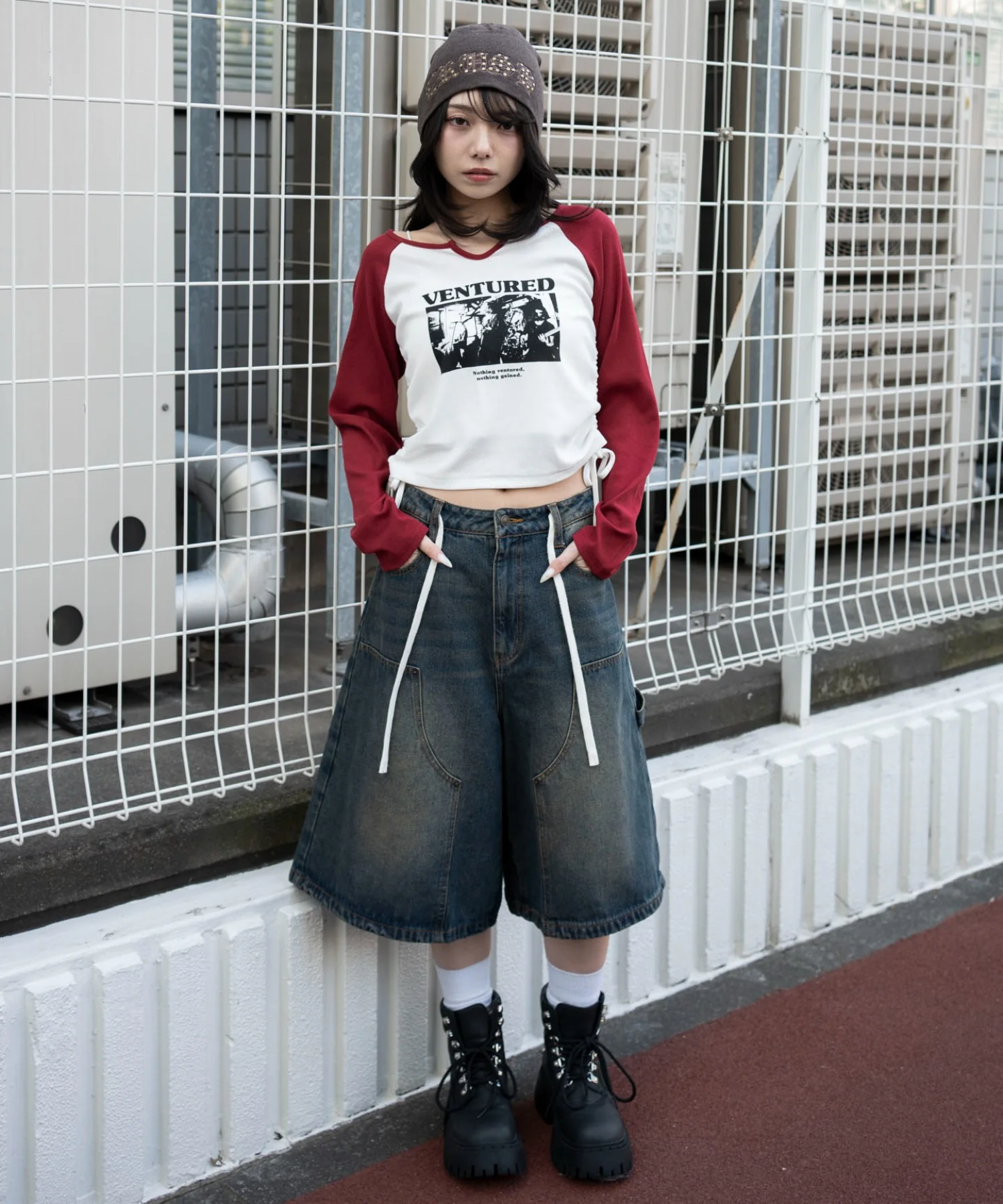 サイドドロストキーネックロンT - Image 21
