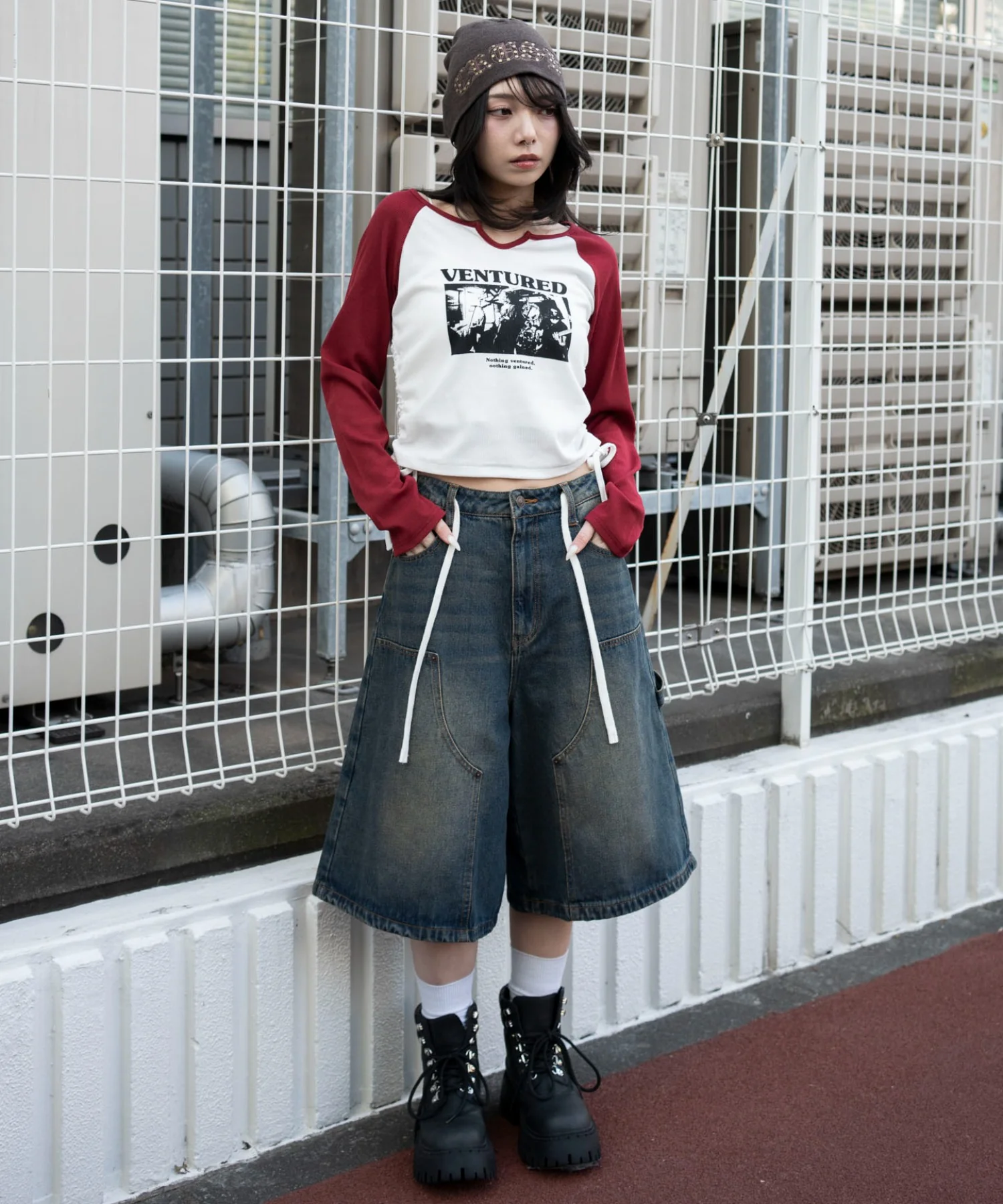 サイドドロストキーネックロンT - Image 5