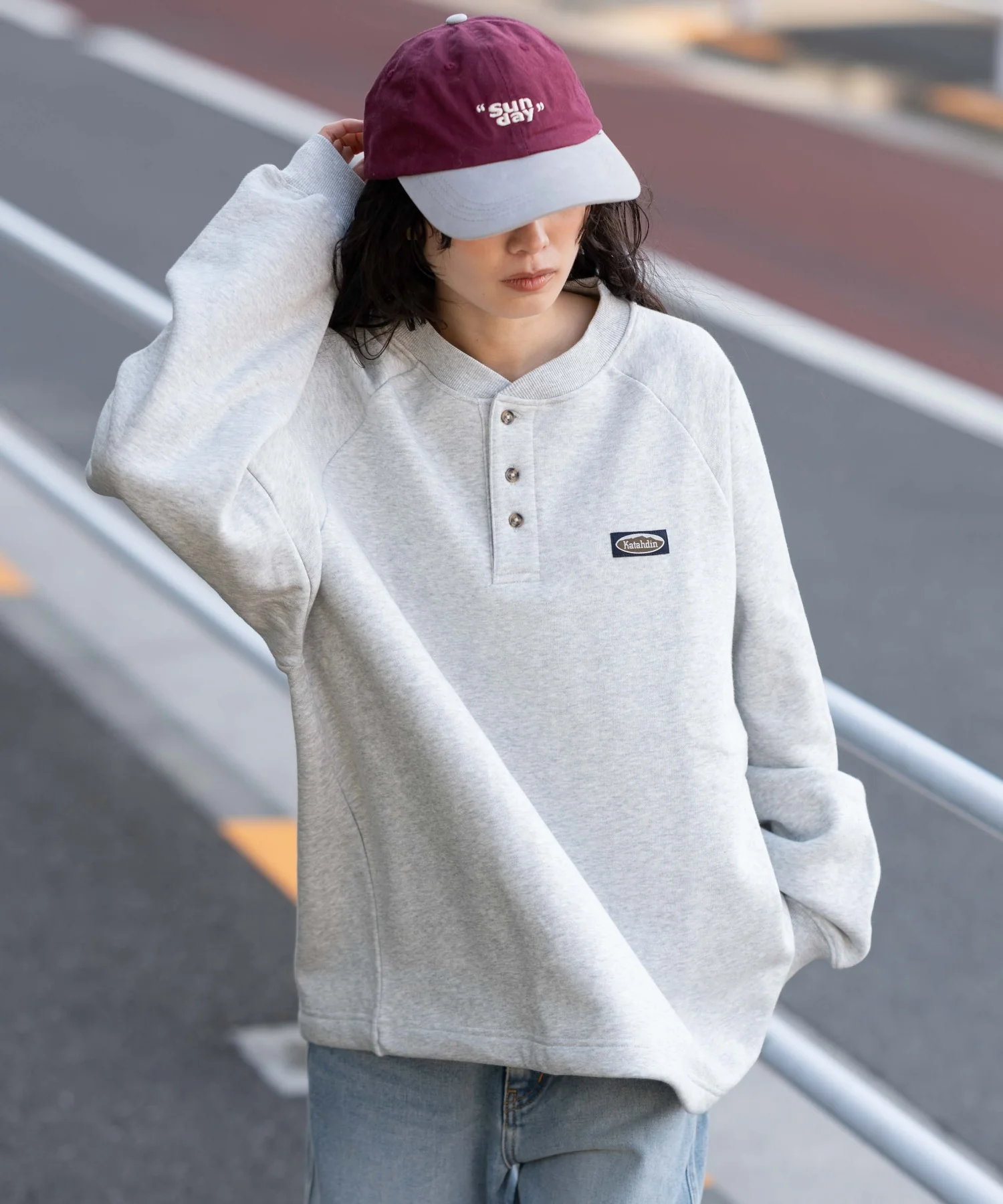 裏起毛ショートドロストヘンリーネックプルオーバー - Image 2