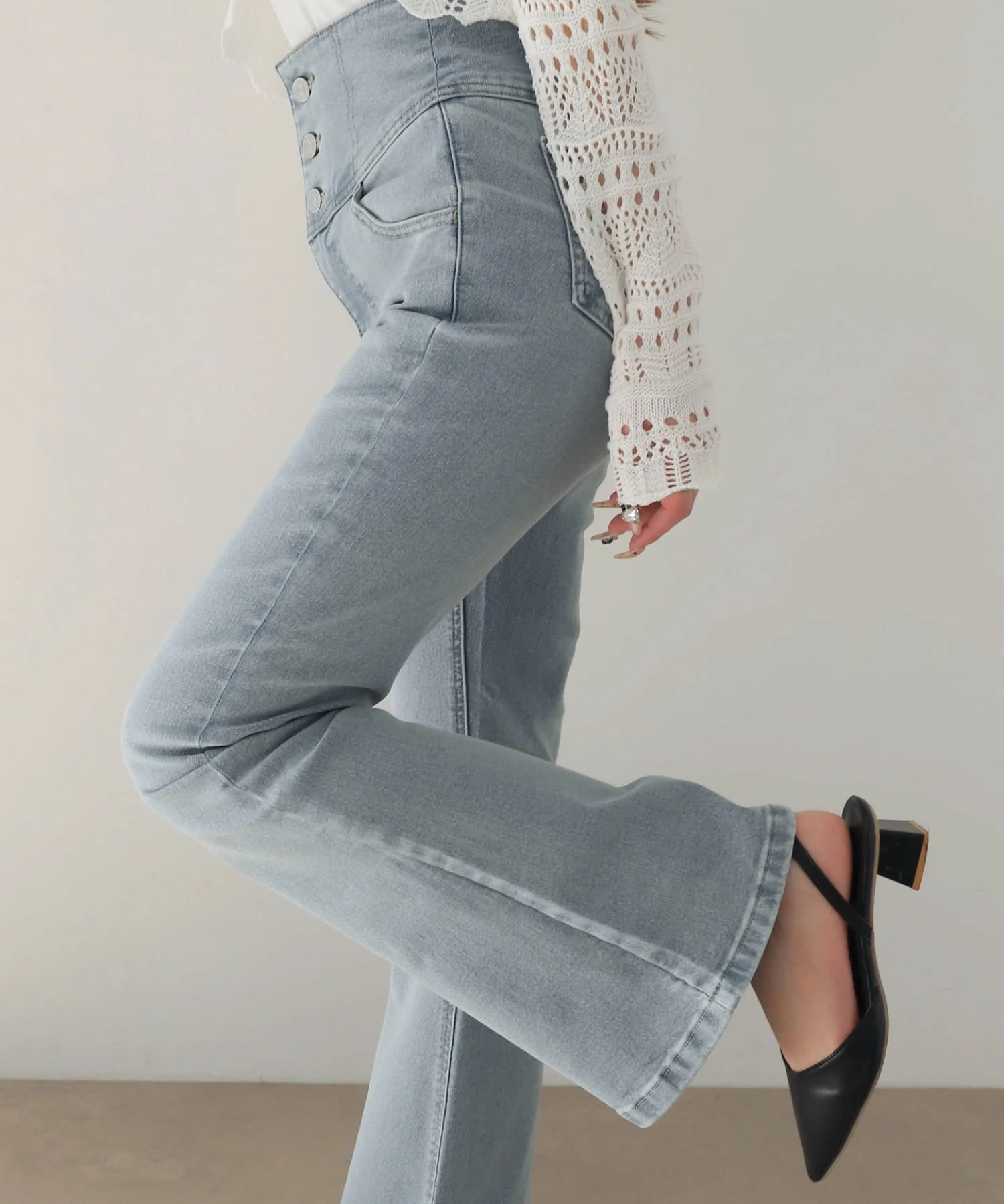 ハイウエストストレッチフレアデニムパンツ - Image 14