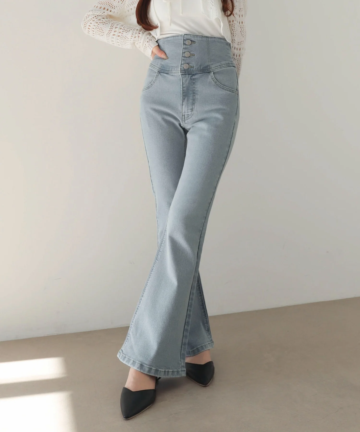 ハイウエストストレッチフレアデニムパンツ - Image 18