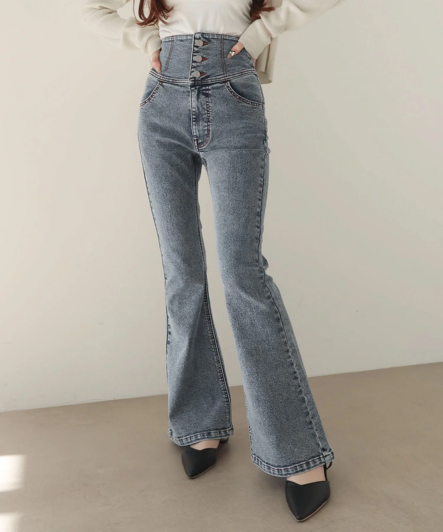 ハイウエストストレッチフレアデニムパンツ - Image 24