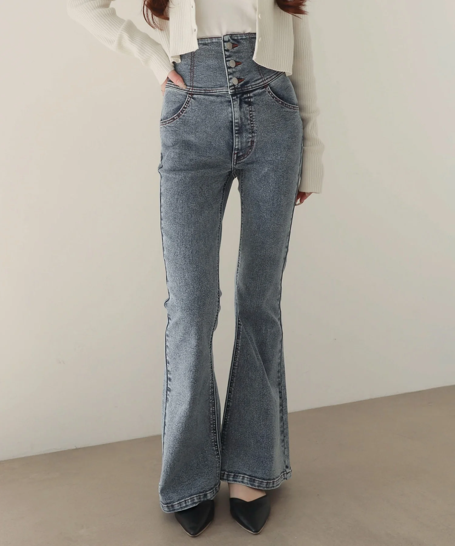 ハイウエストストレッチフレアデニムパンツ - Image 27
