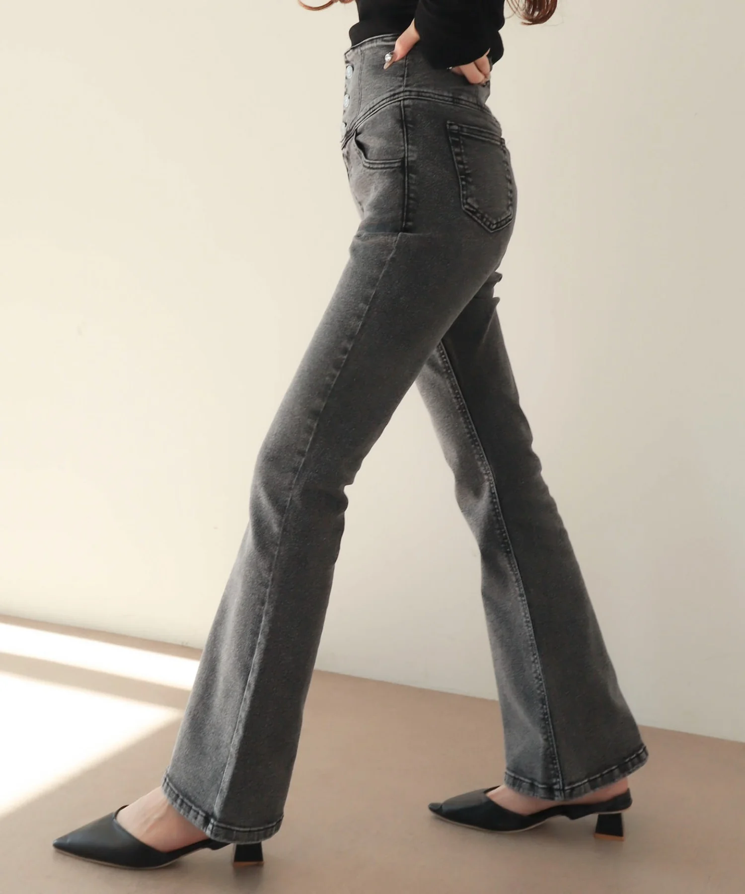 ハイウエストストレッチフレアデニムパンツ - Image 33