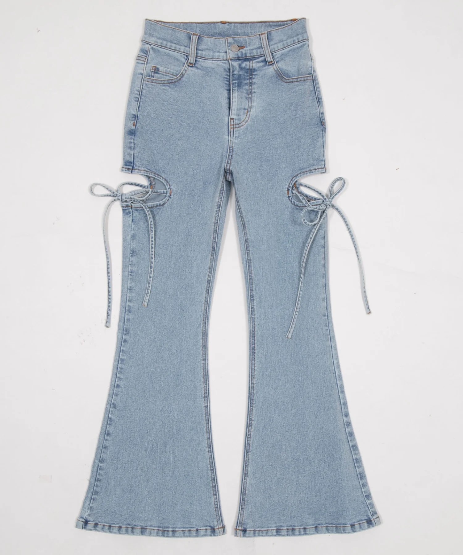 カットアウトリボンストレッチフレアデニムパンツ - Image 34