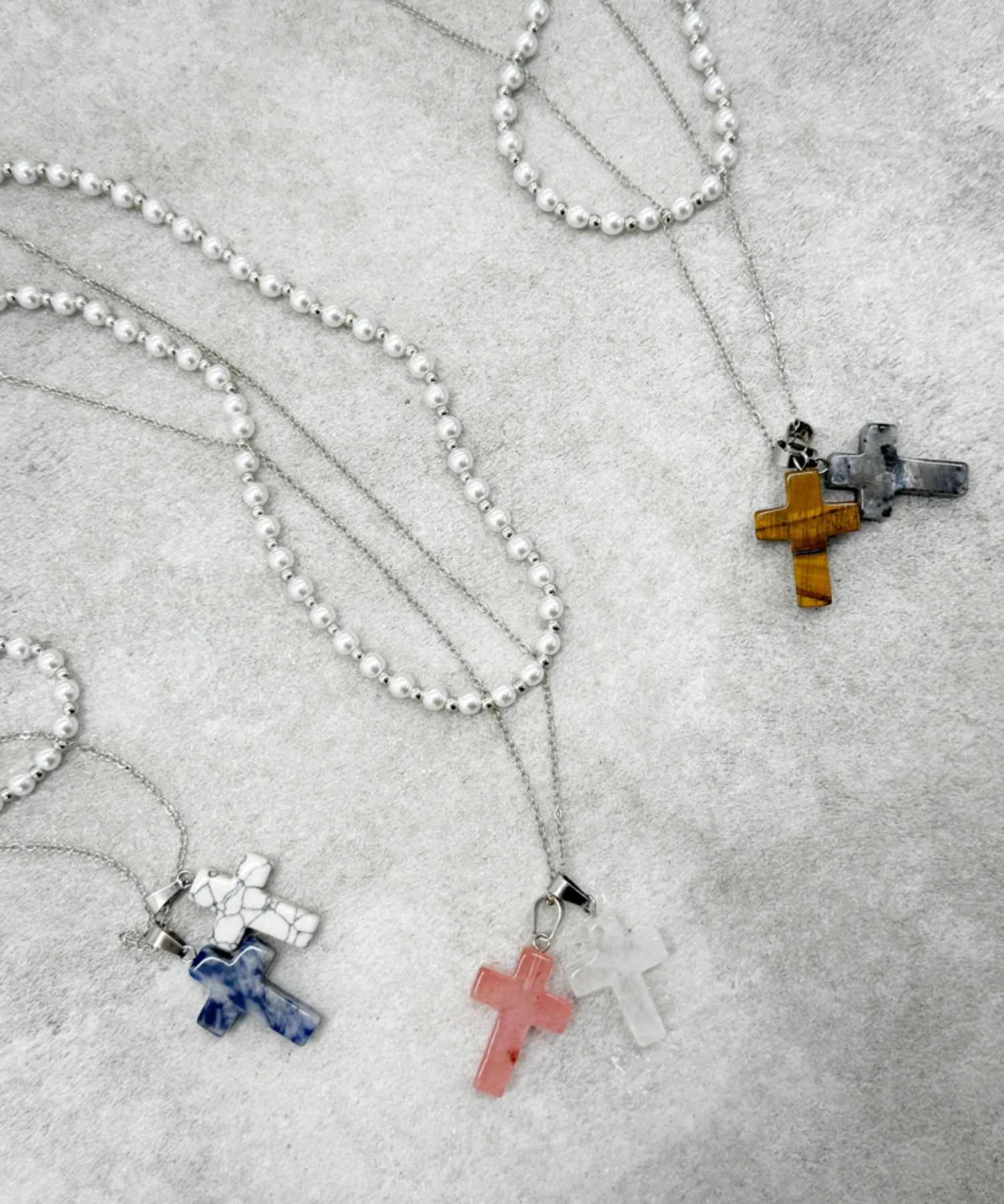 L2Pクロスパールレイヤードネックレス - Image 10