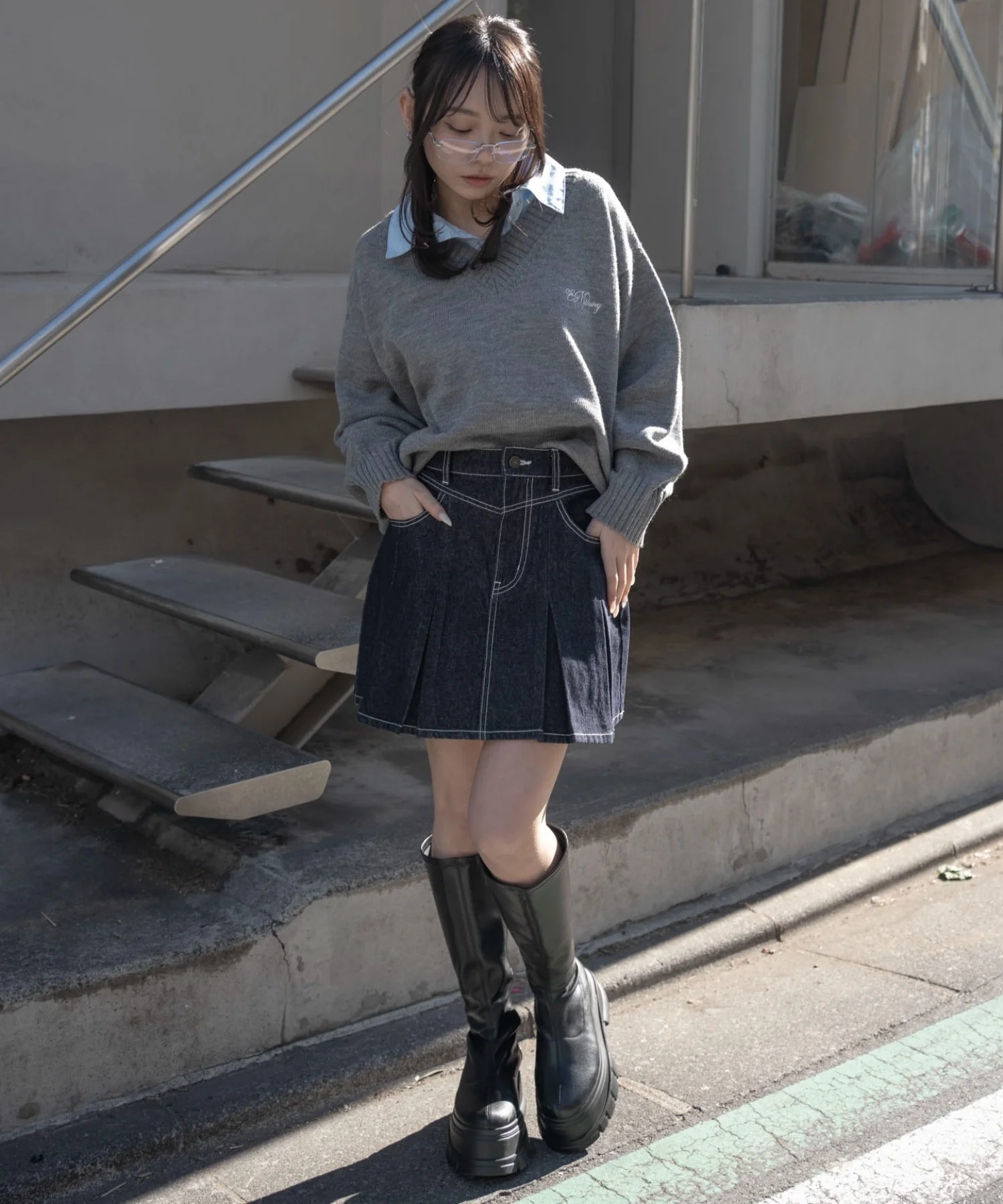 デニムプリーツミニスカート - Image 20