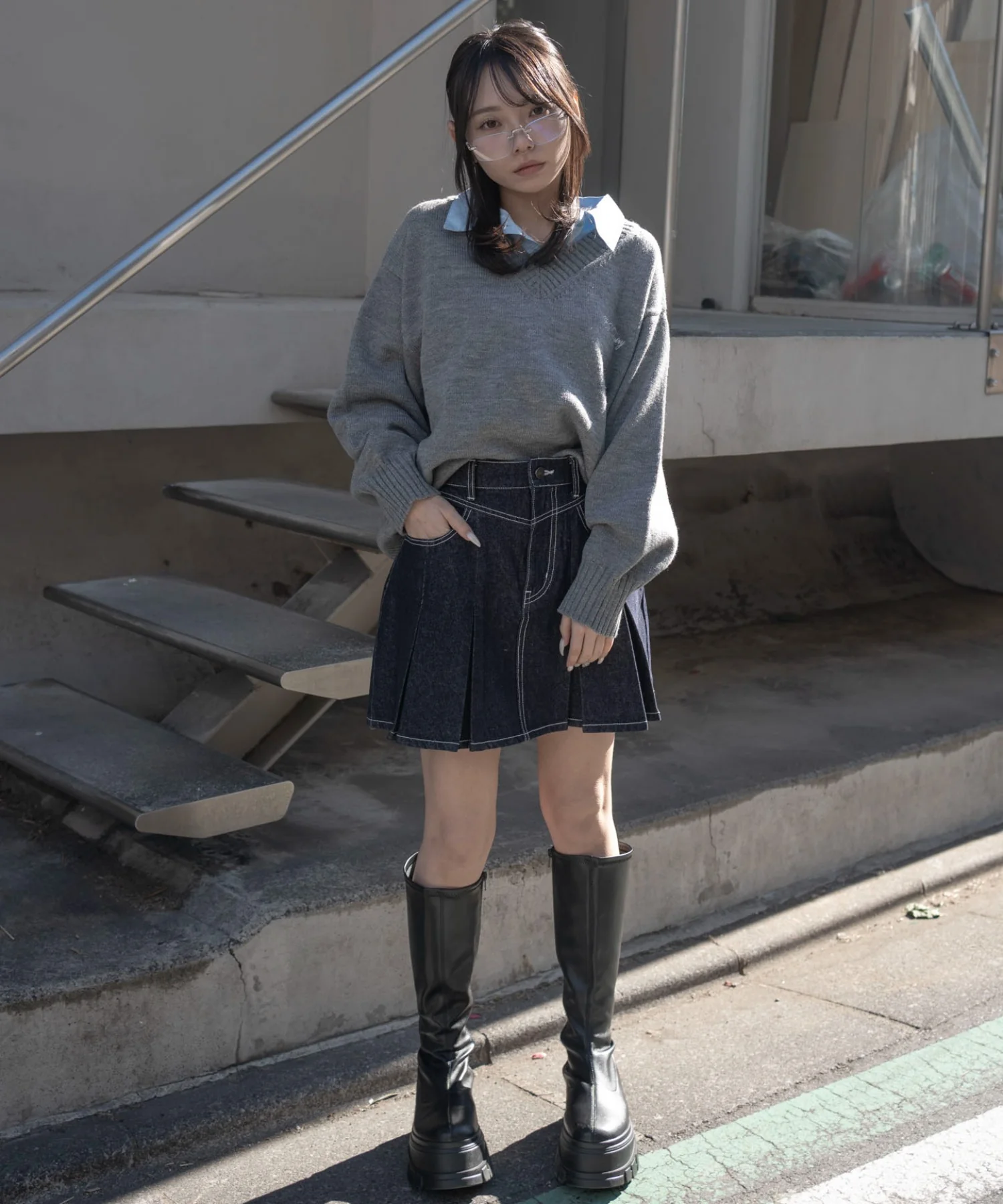デニムプリーツミニスカート - Image 21