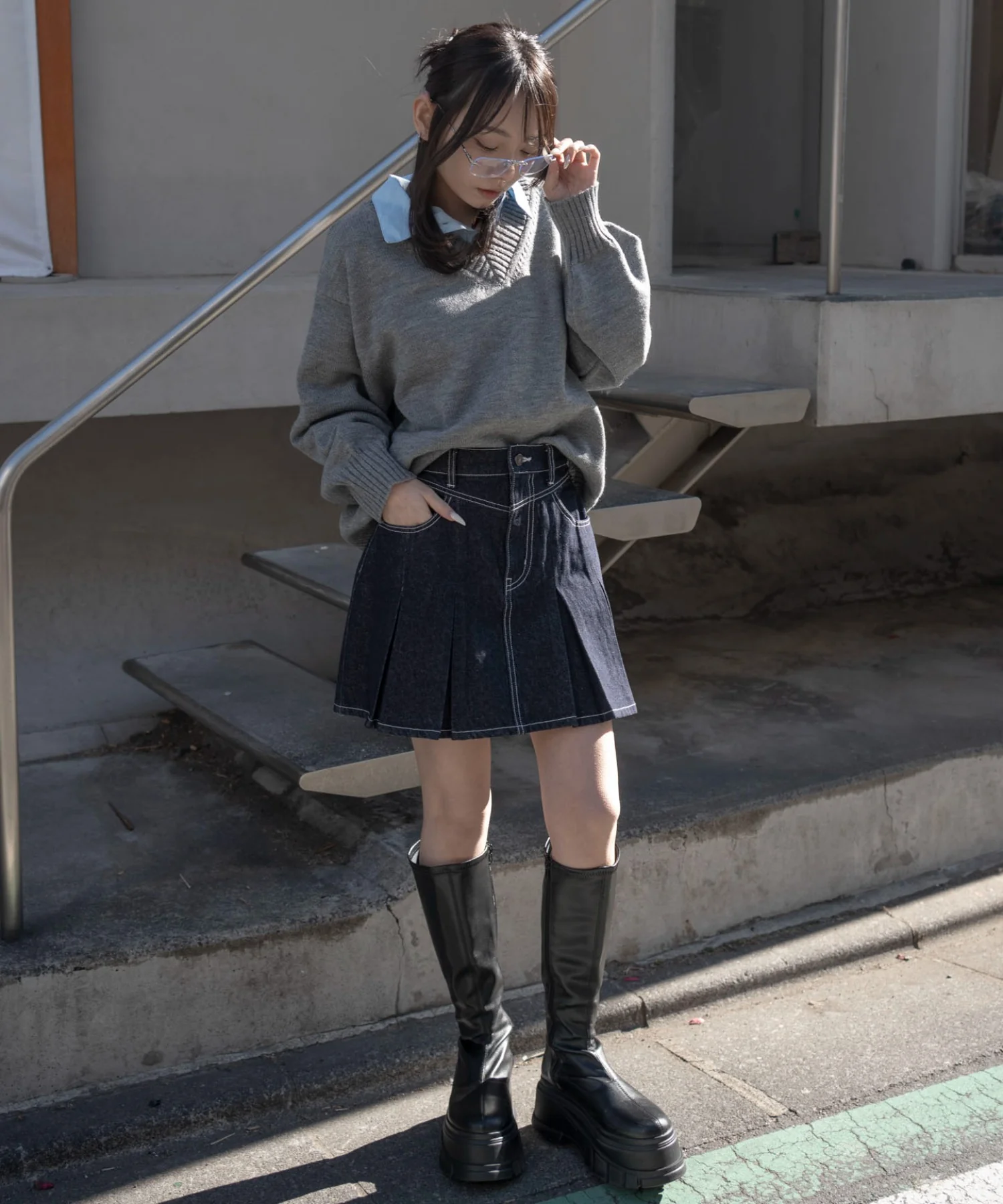 デニムプリーツミニスカート - Image 7