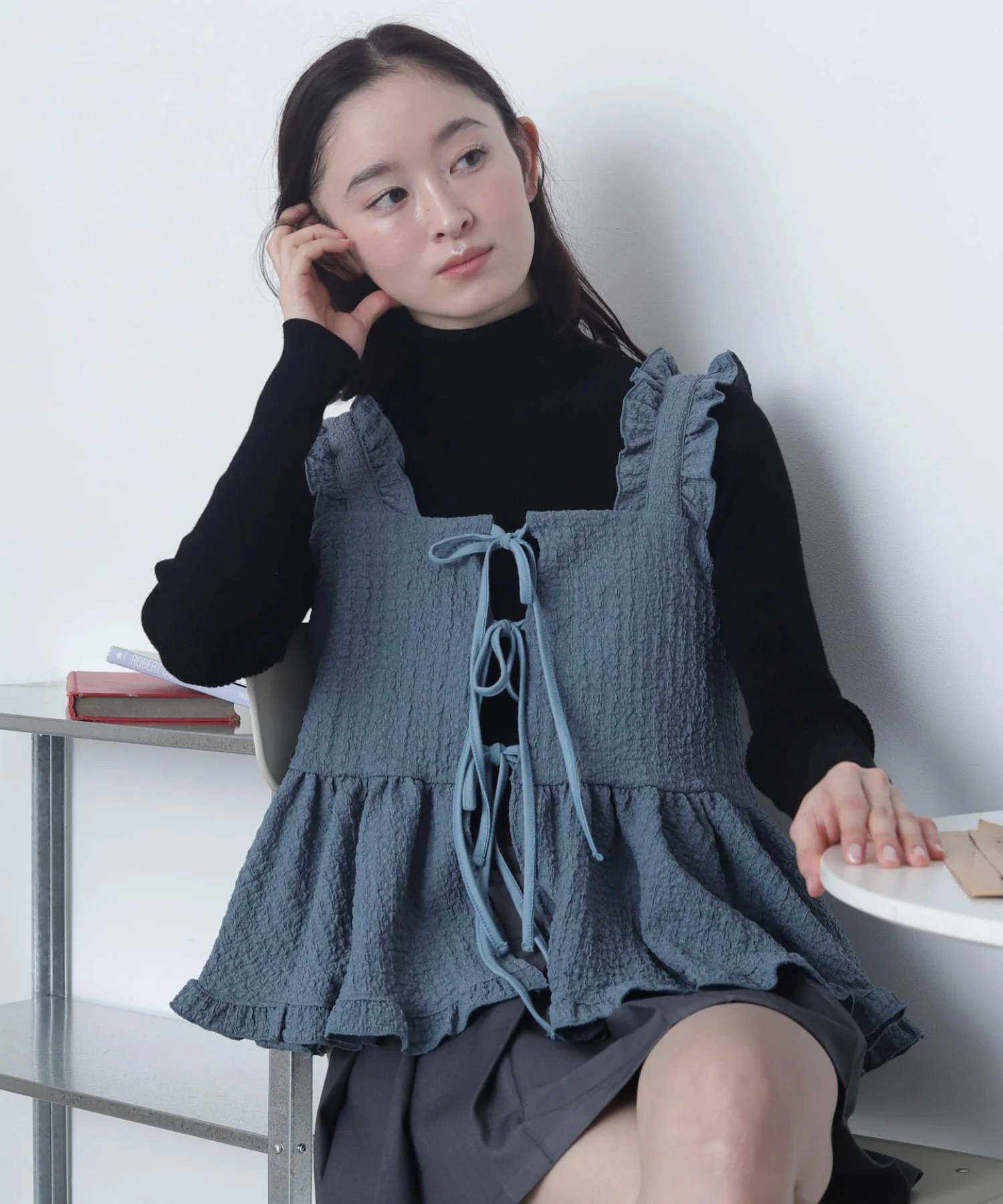 フロントリボンフリルキャミチュニック - Image 13