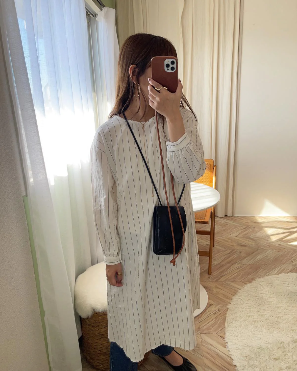 クルーネックストライプシャツワンピース - Image 5