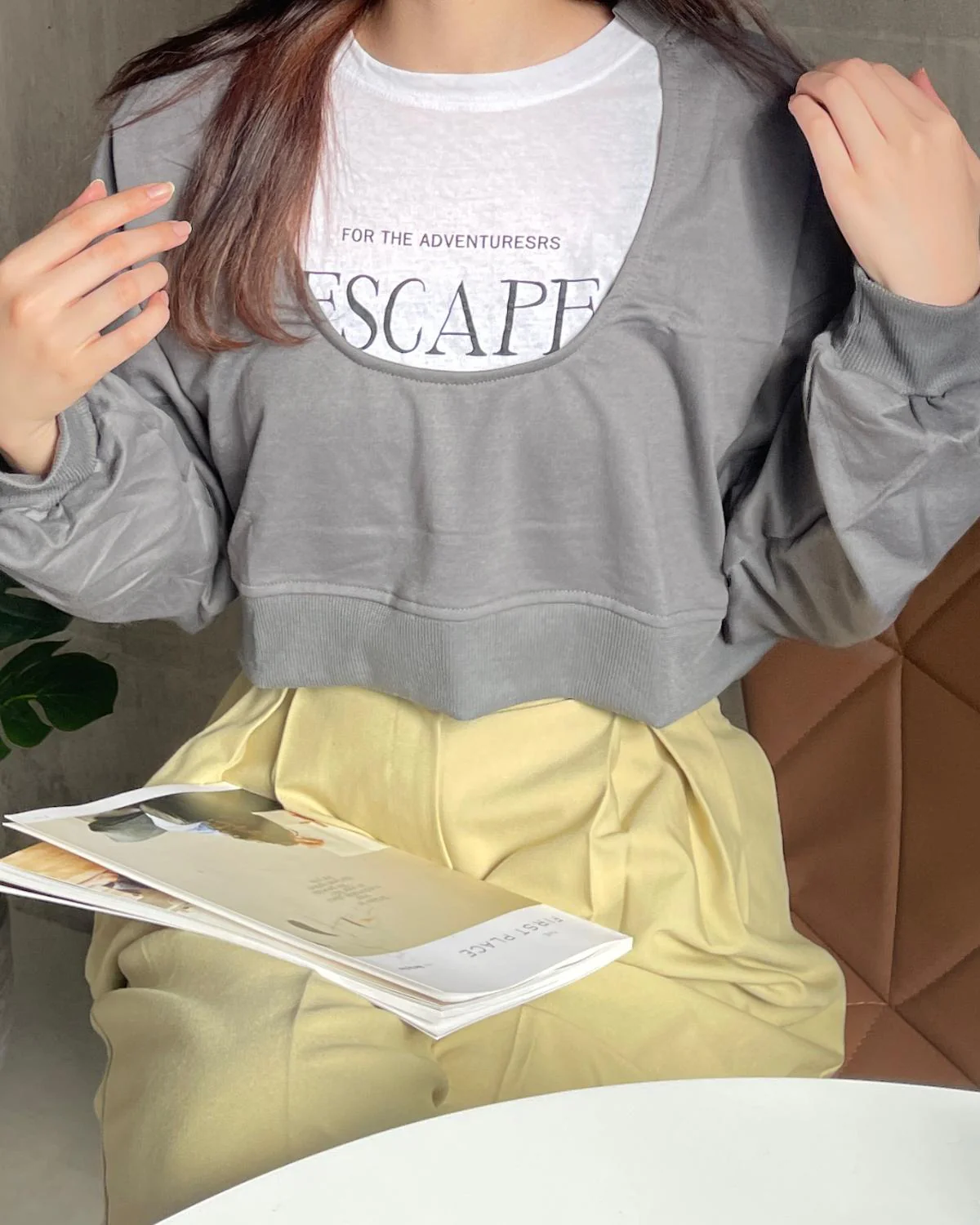 オープンネックショートスウェット - Image 11