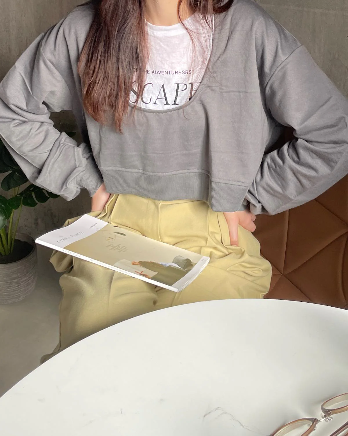 オープンネックショートスウェット - Image 12