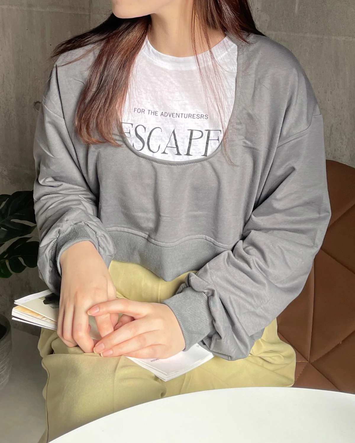 オープンネックショートスウェット - Image 14