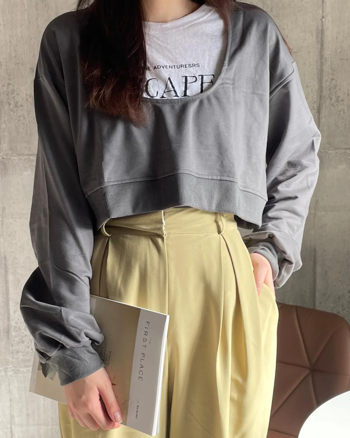 オープンネックショートスウェット - Image 5