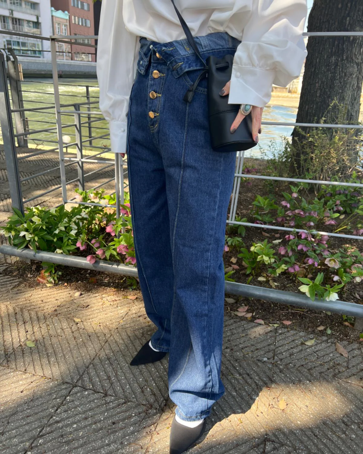 フライボタンワイドデニム - Image 5