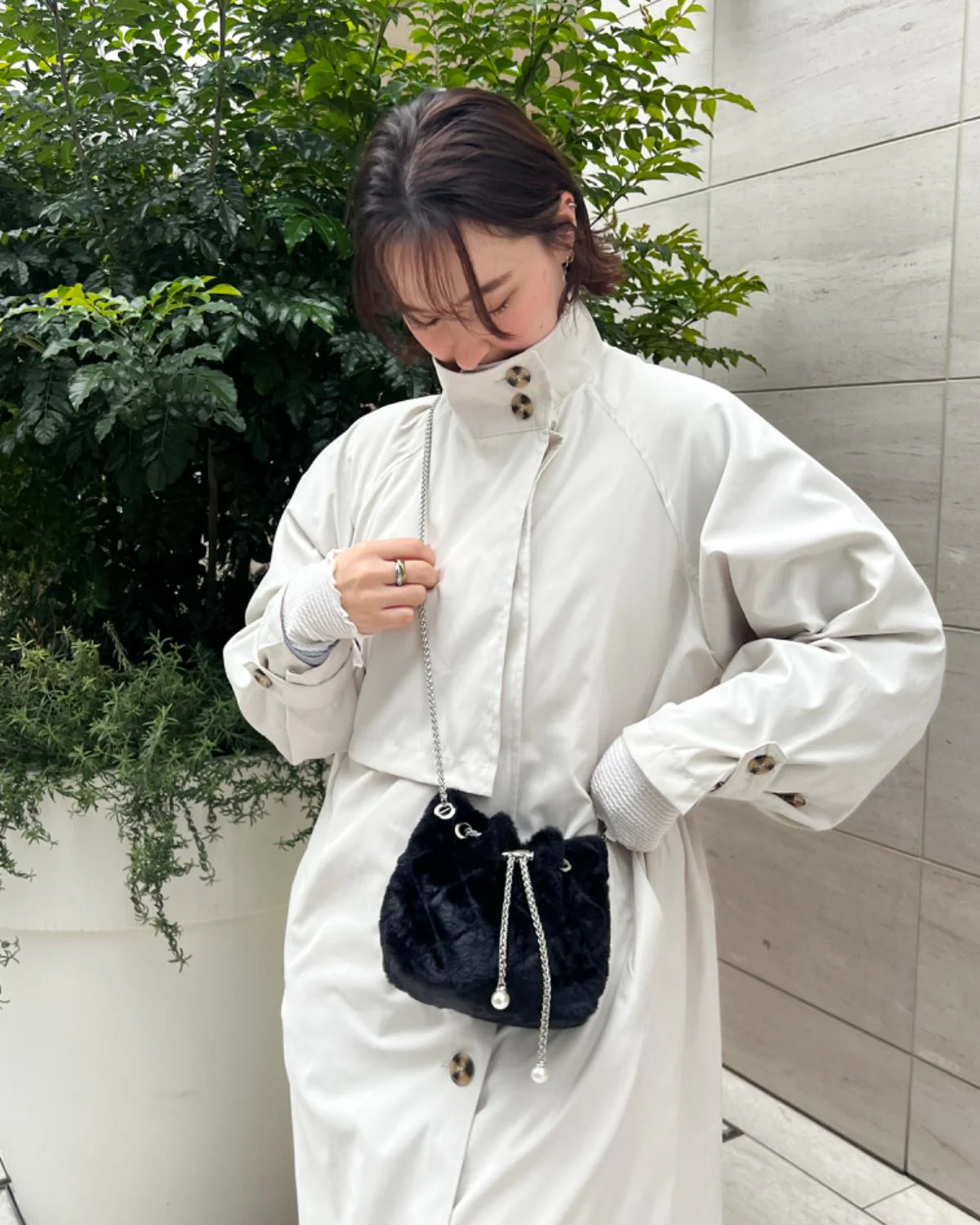 ファーキルトチェーンバッグ - Image 3