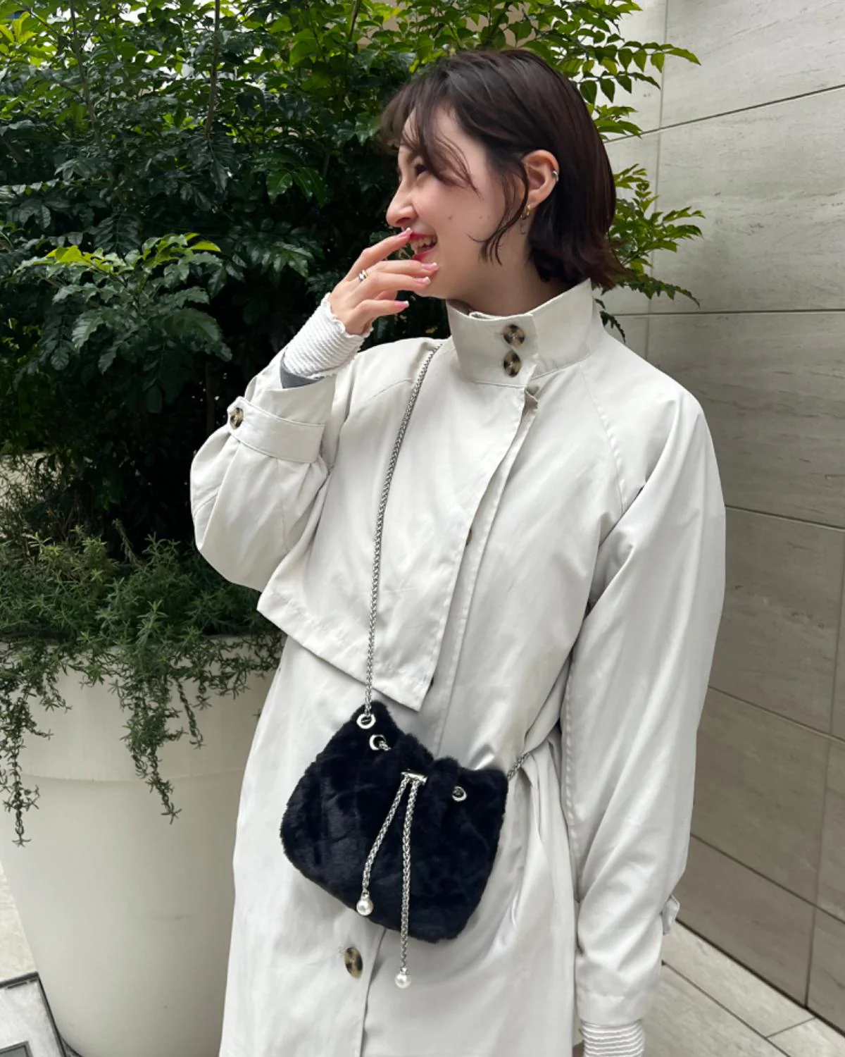 ファーキルトチェーンバッグ - Image 4