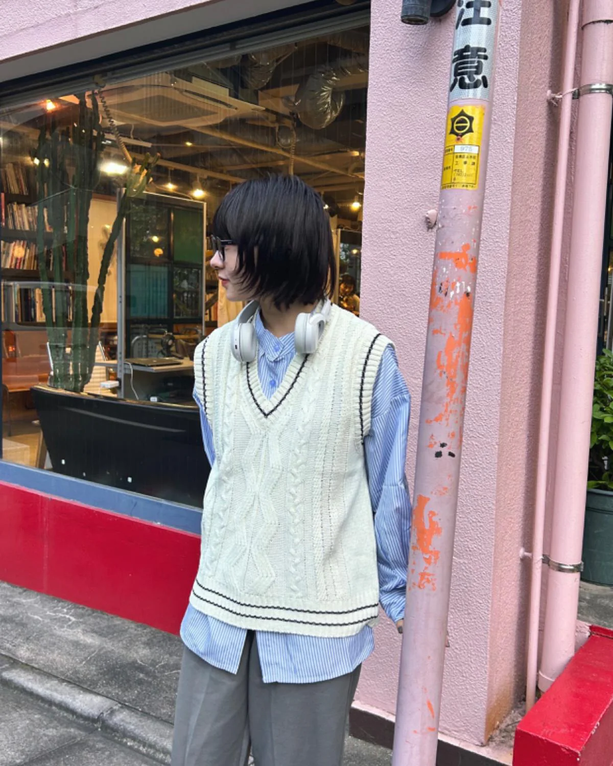 ボリュームスリーブストライプシャツ