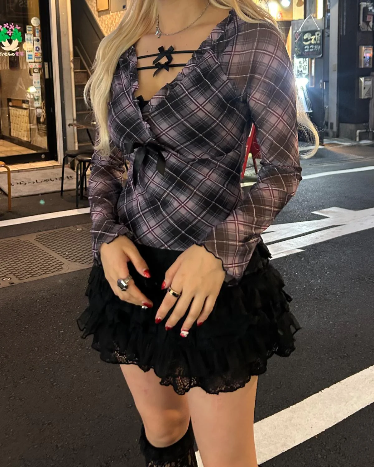 チェックフリルロンT - Image 2