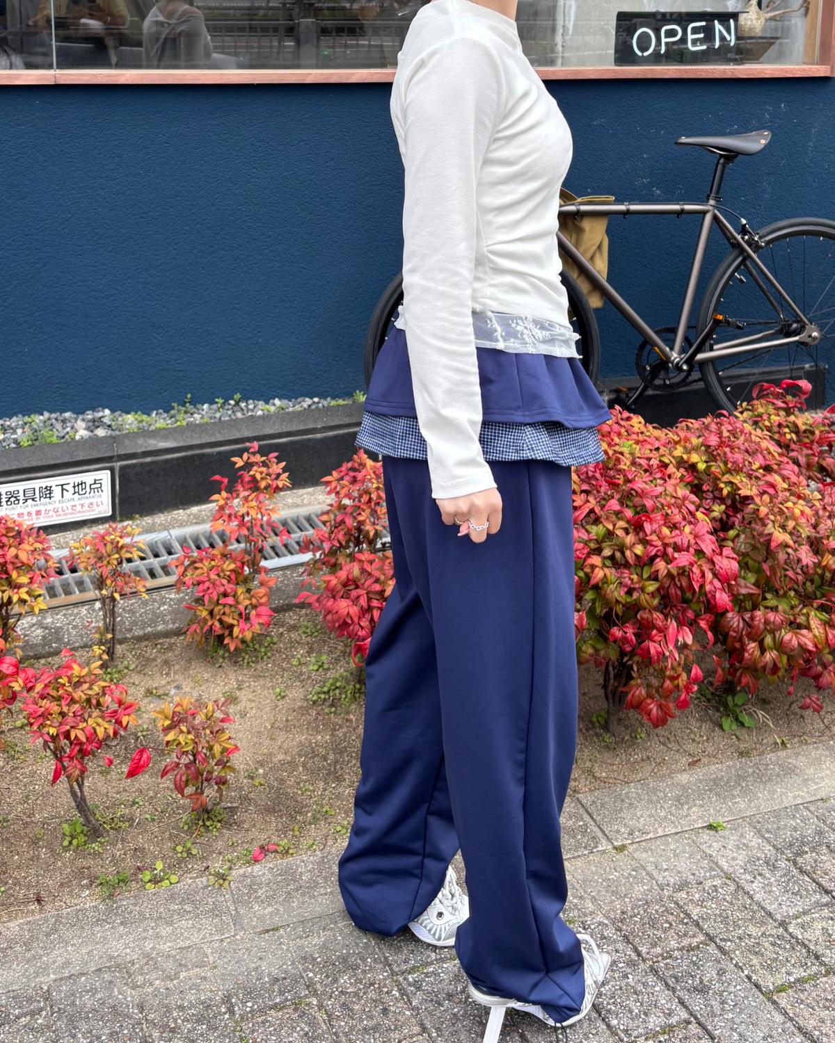 チェックフリルレイヤードスウェットパンツ - Image 3