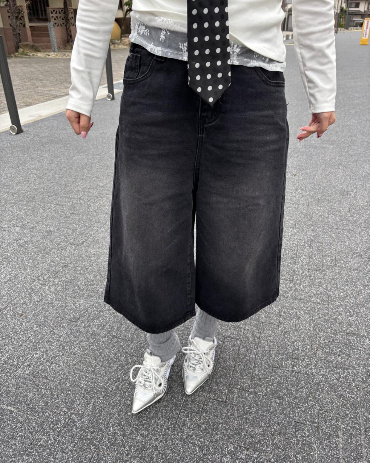 ワイドハーフデニムパンツ - Image 4