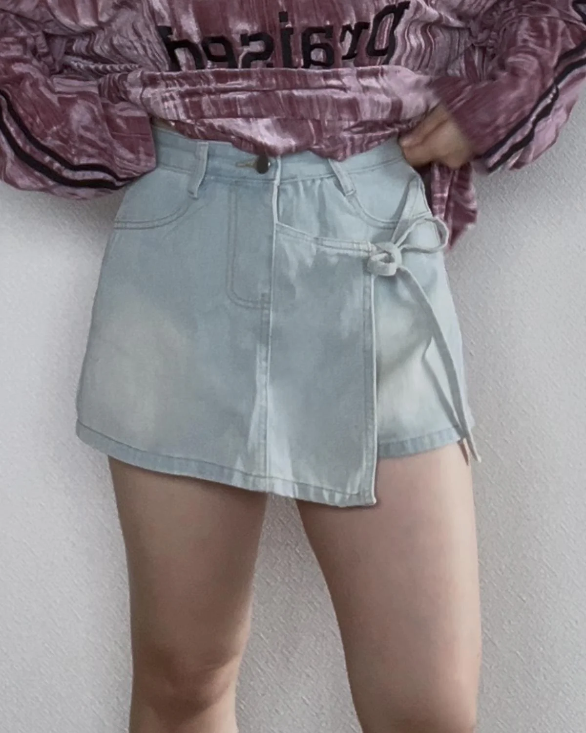 サイドリボンラップ風ショートパンツ - Image 4