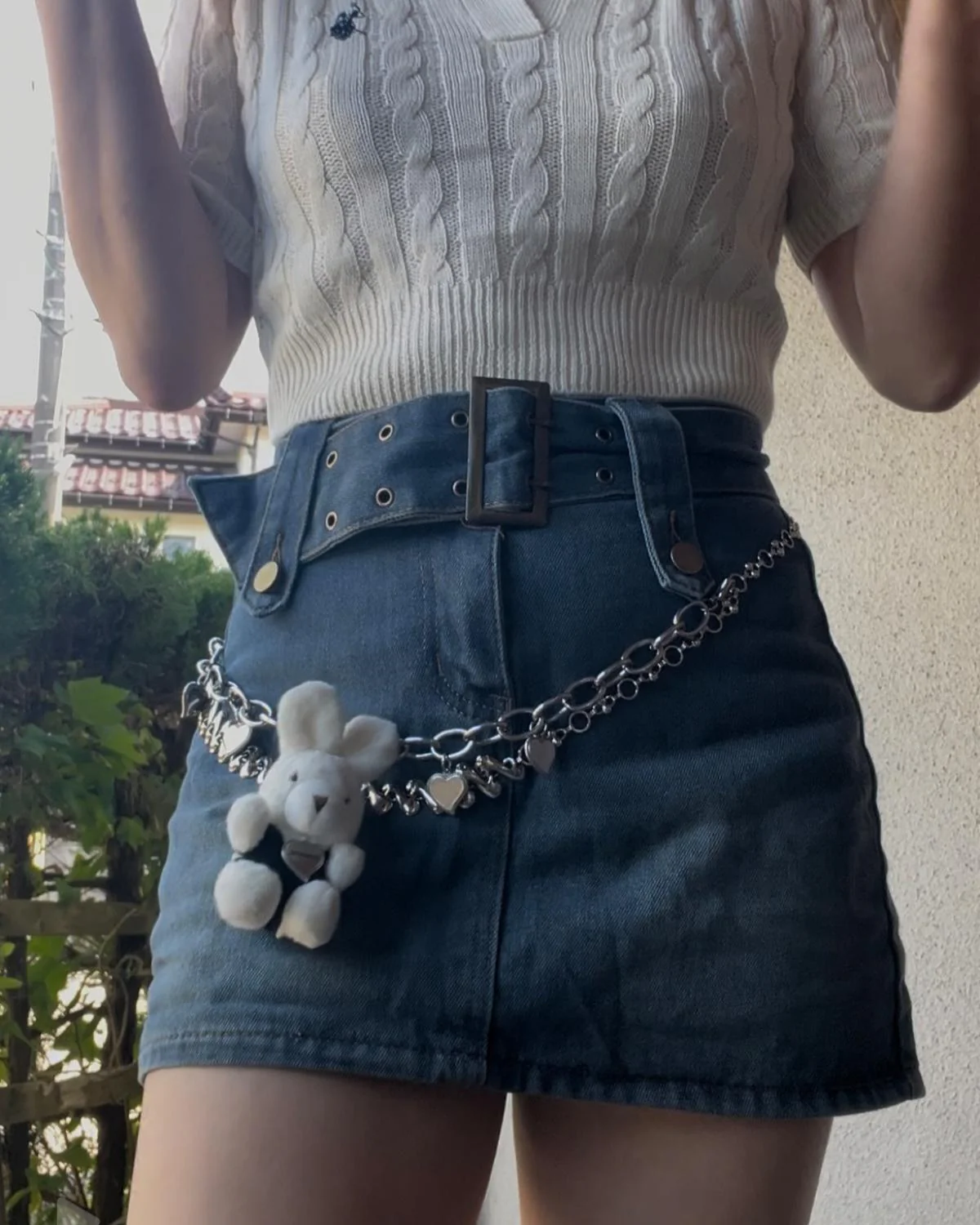 ベルトデザインデニムミニスカパン - Image 3