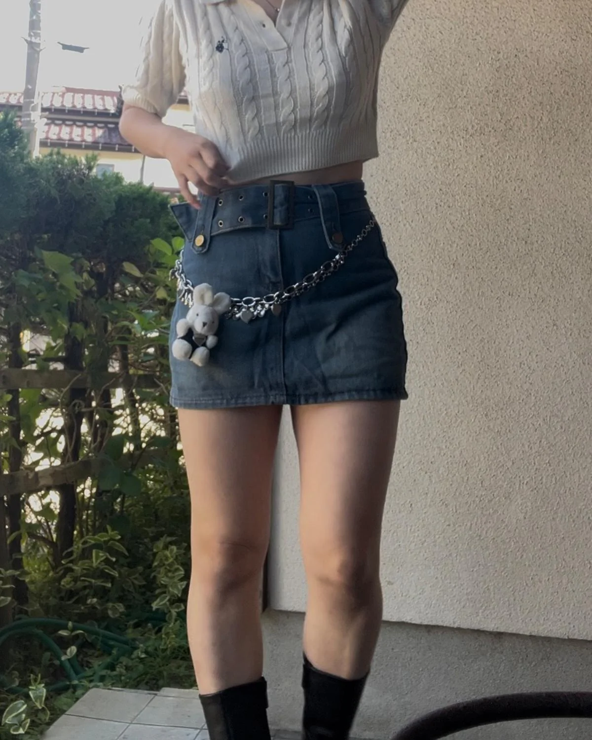 ベルトデザインデニムミニスカパン - Image 5