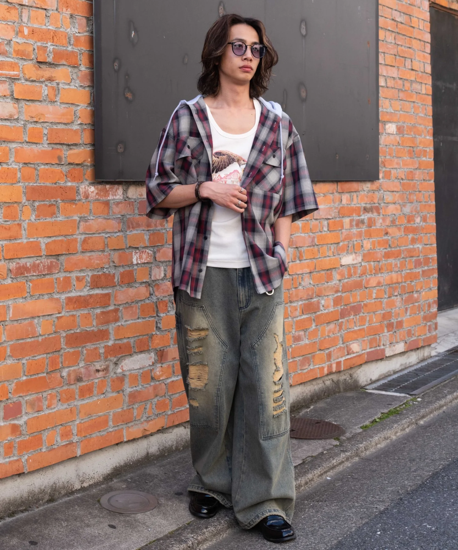 オンブレチェックフードシャツ（SS） - Image 18