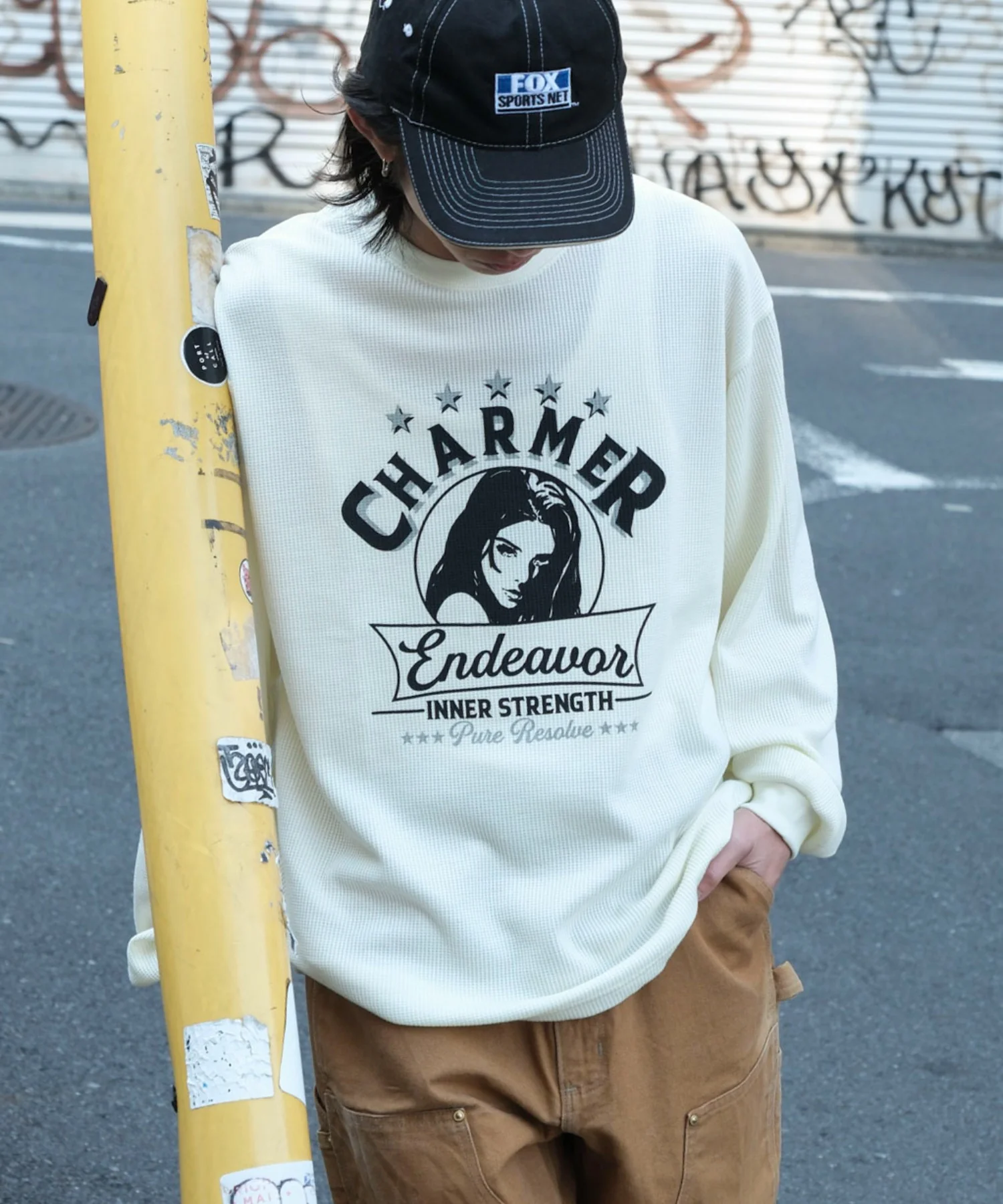 ワッフルグラフィックT(LS)