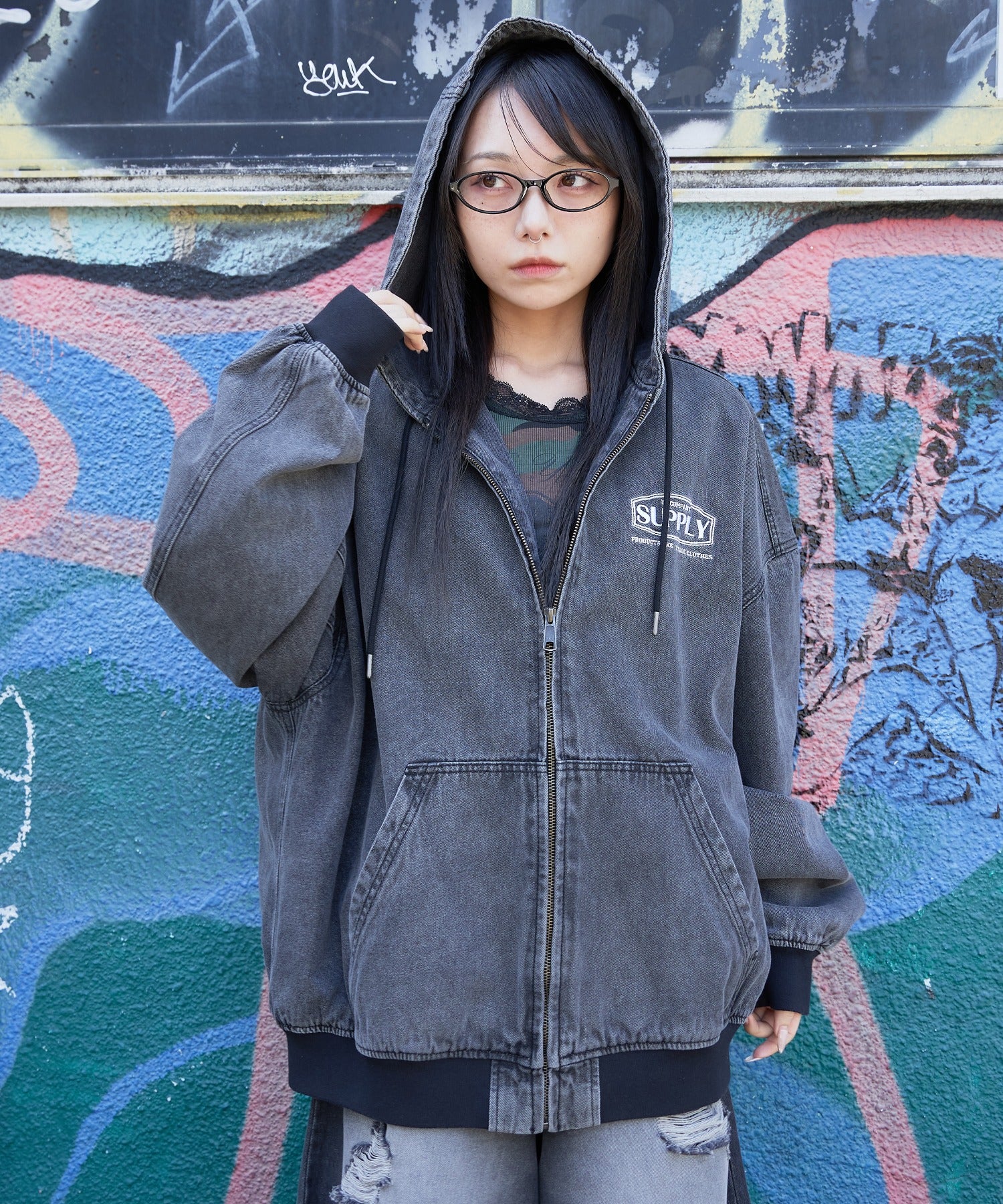 デニムフードブルゾン - Image 17