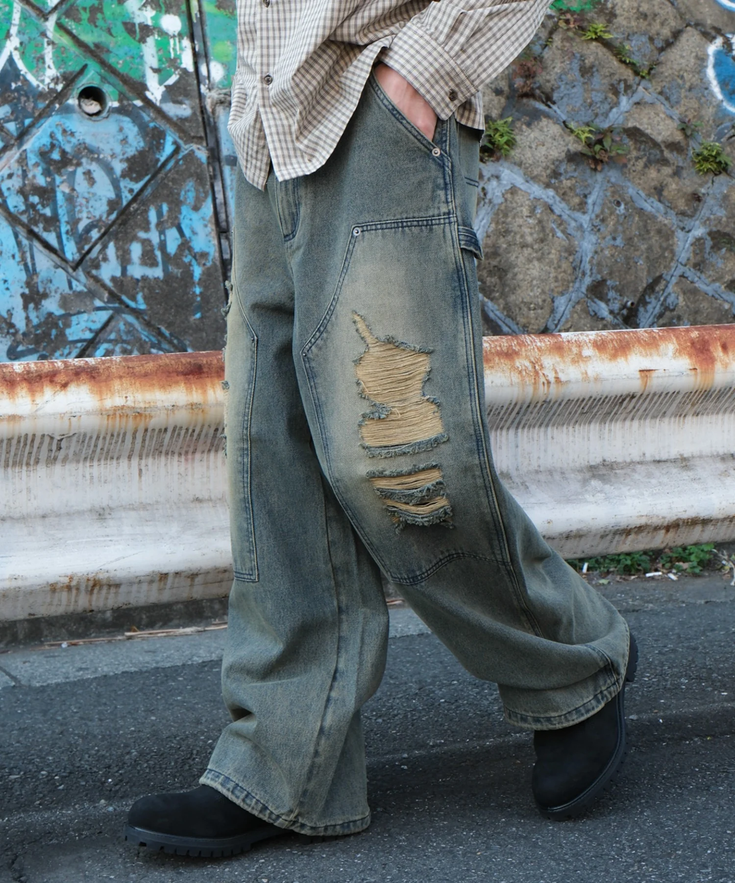 ダブルニーダメージデニムパンツ - Image 11