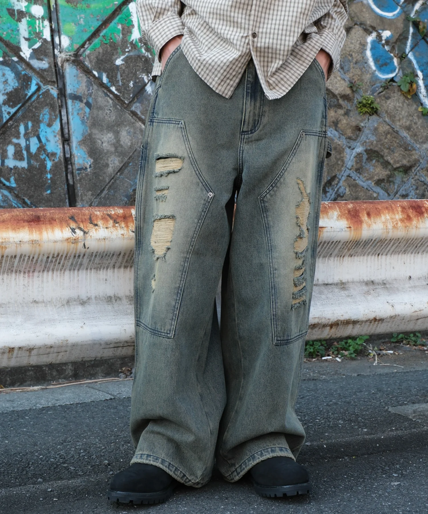 ダブルニーダメージデニムパンツ - Image 12