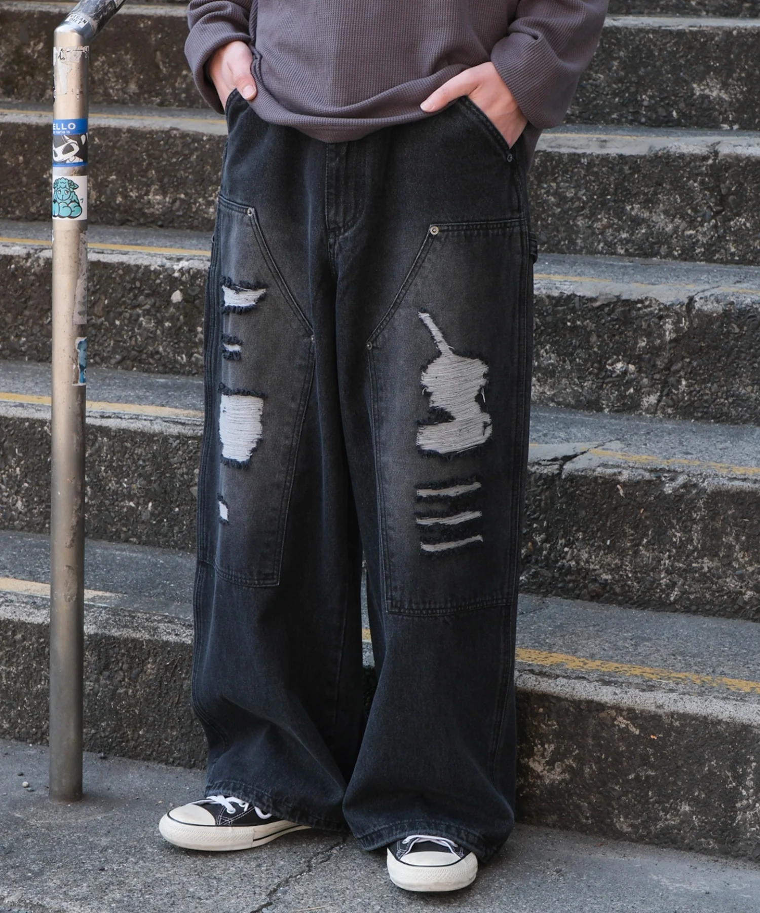 ダブルニーダメージデニムパンツ - Image 18